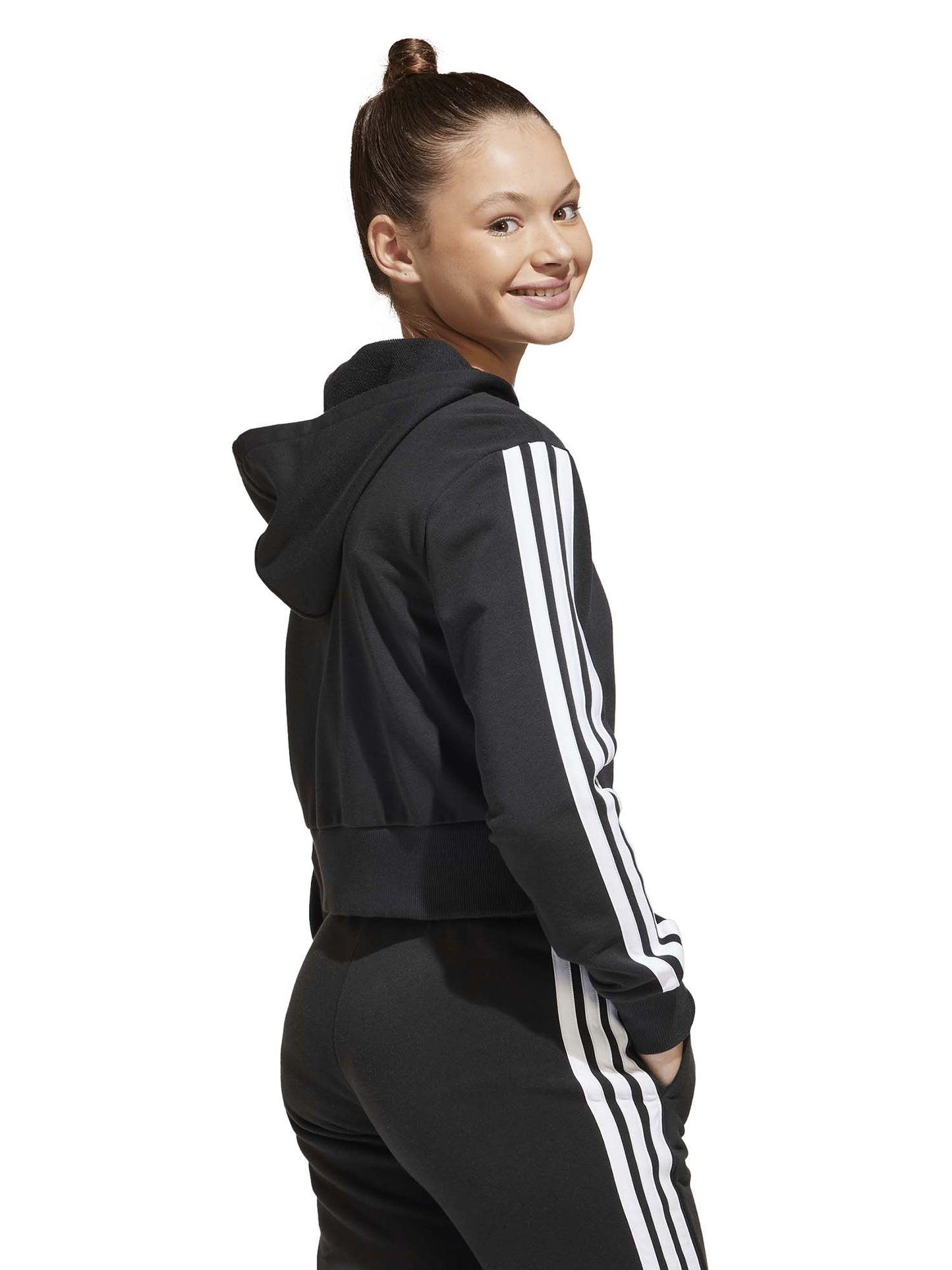 FELPA CON CAPPUCCIO CROPPED ADIDAS TAGAZZA NERO