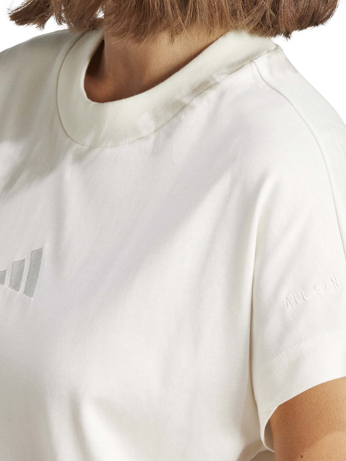 T-shirt crop Adidas da donna bianca in cotone