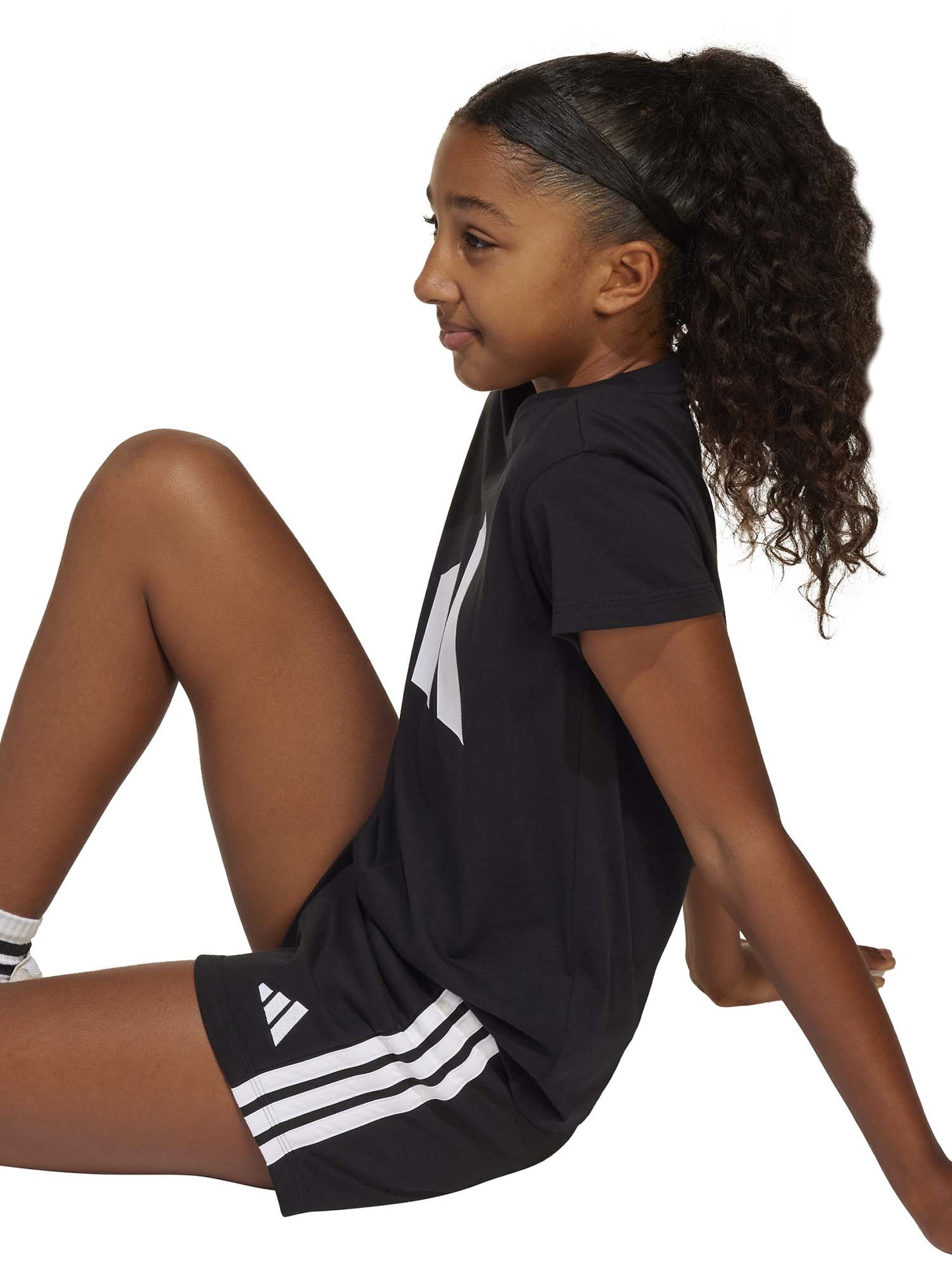 Short Essentials Adidas da bambina in cotone nero
