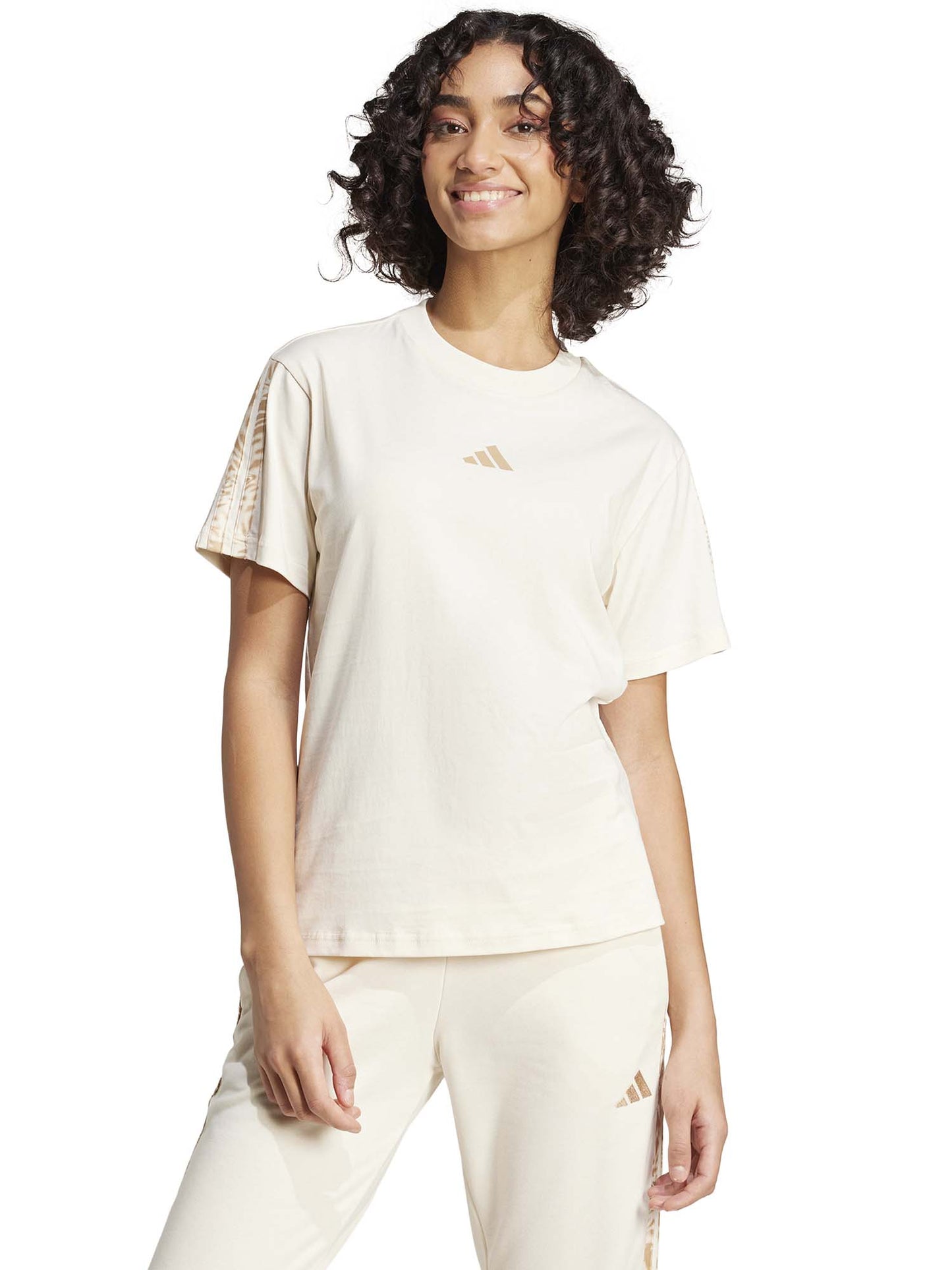 T-SHIRT SENSATIONALS ANIMAL ADIDAS DONNA BEIGE