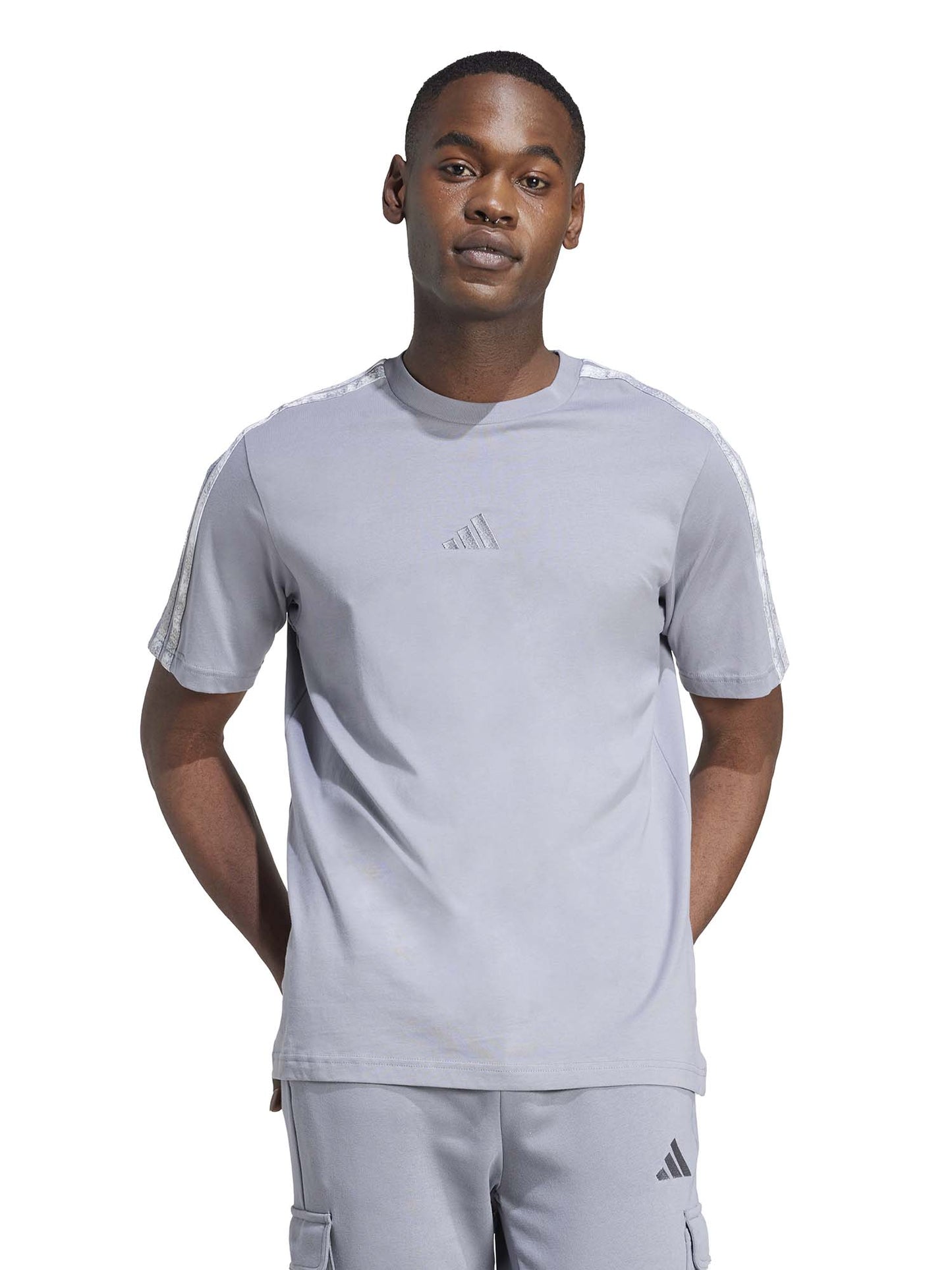 T-SHIRT COLOURBLOCK ADIDAS UOMO ANTRACITE