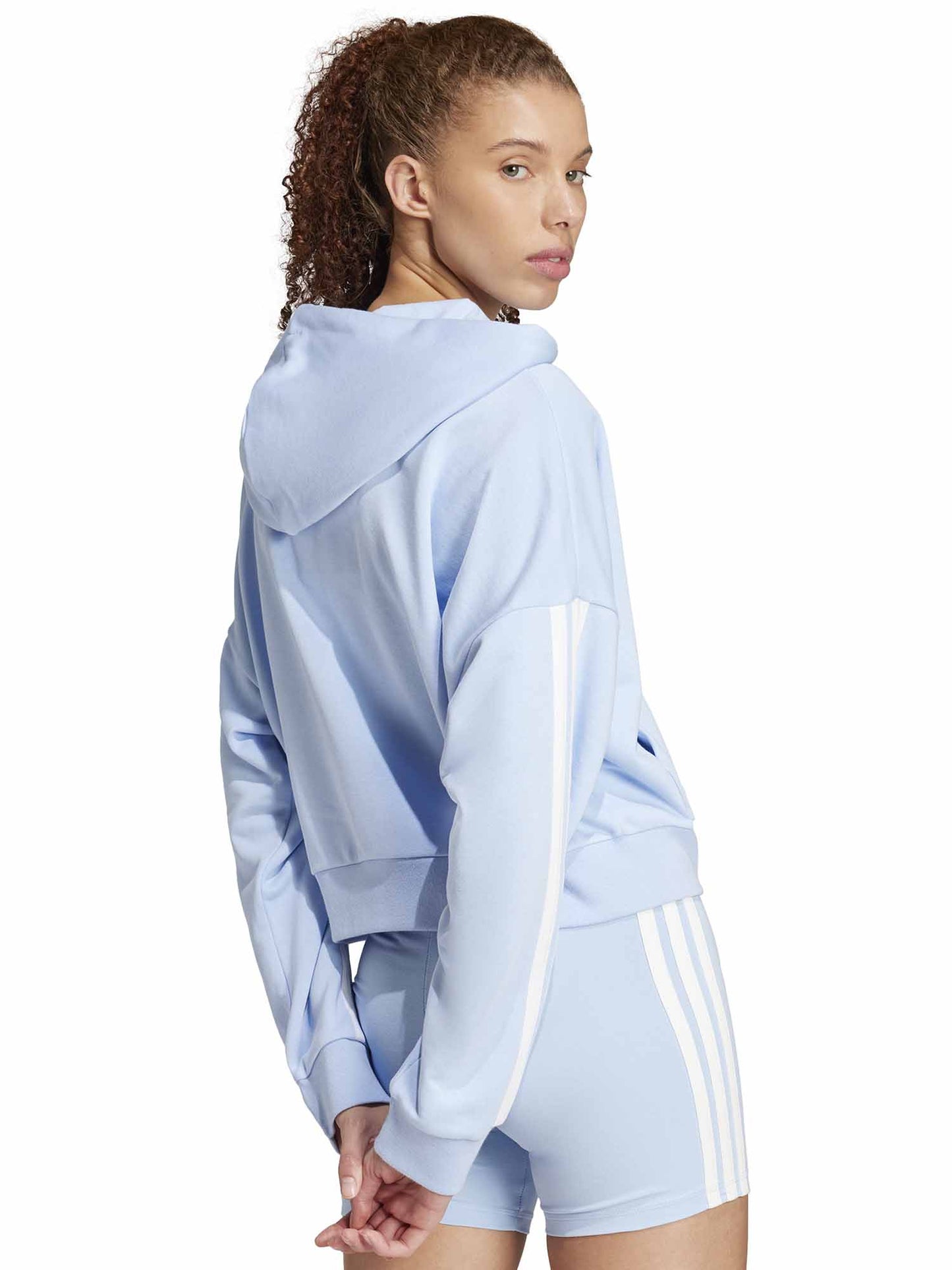 FELPA CON CAPPUCCIO CON MEZZA ZIP ADIDAS DONNA CELESTE