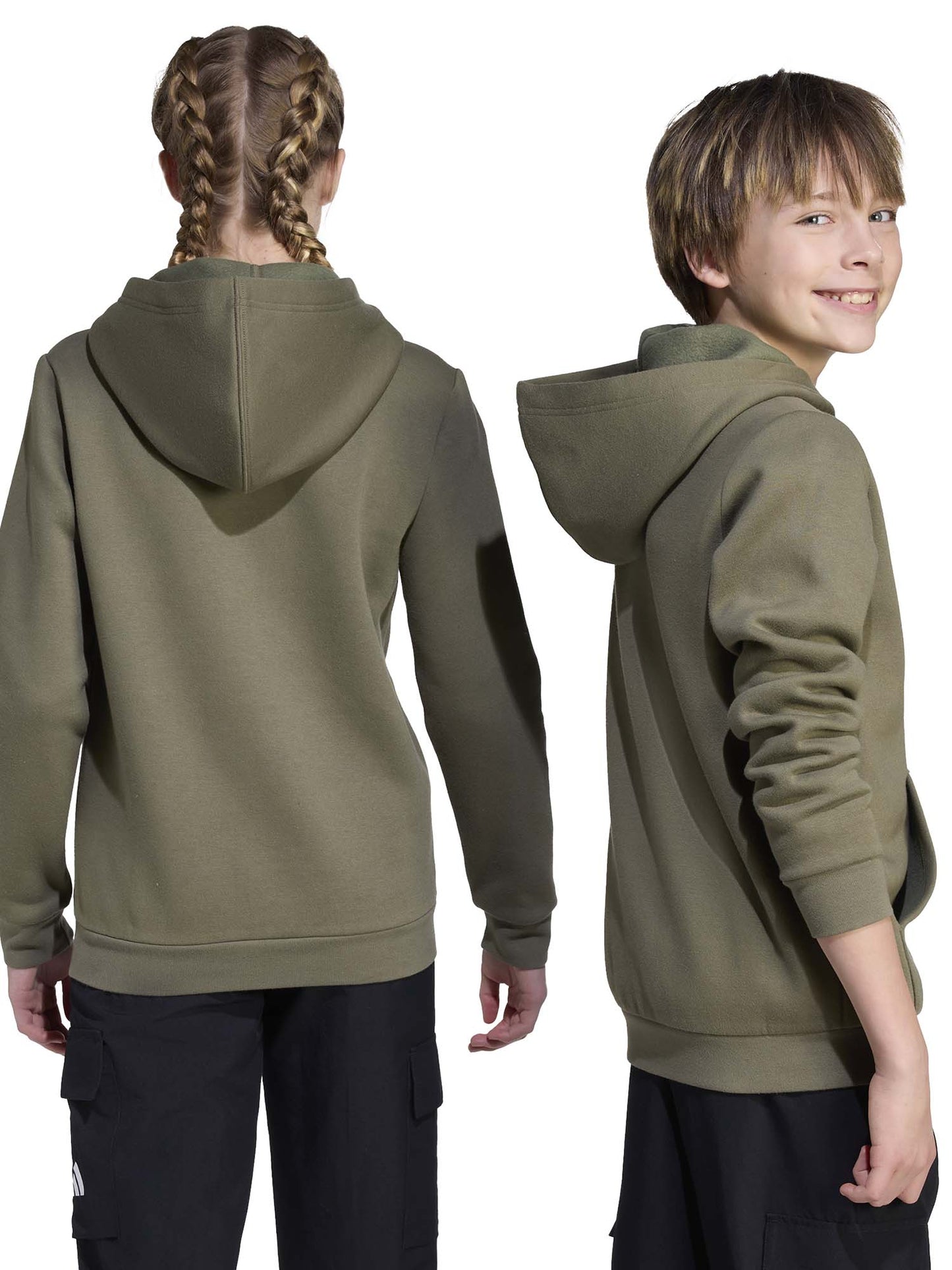 FELPA CON CAPPUCCIO CON GRAFICA MIMETICA ADIDAS BAMBINI OLIVA