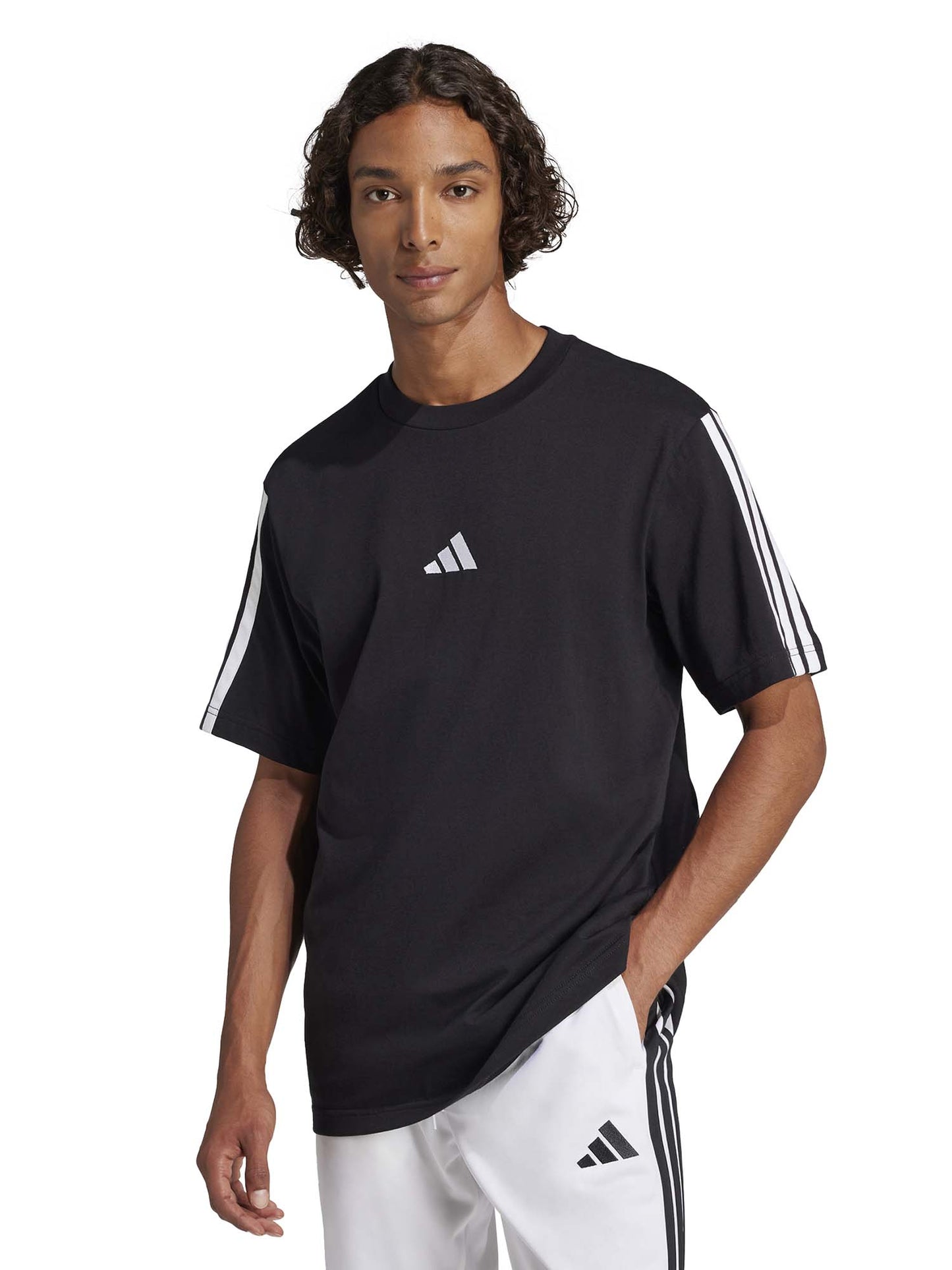 T-SHIRT ESSENTIALS ADIDAS UOMO NERO BIANCO