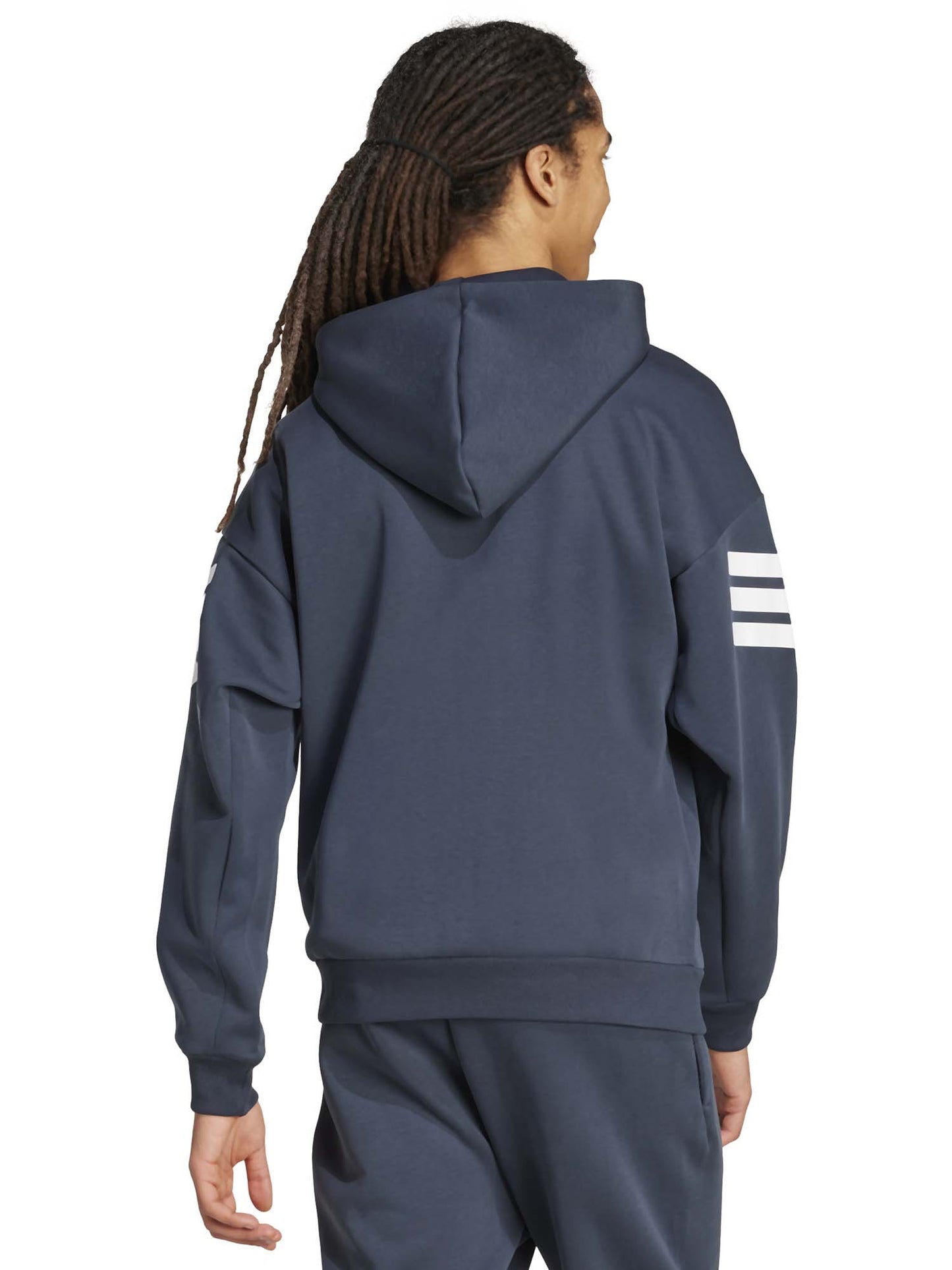 FELPA FULL ZIP E CAPPUCCIO ADIDAS DA UOMO BLU NOTTE
