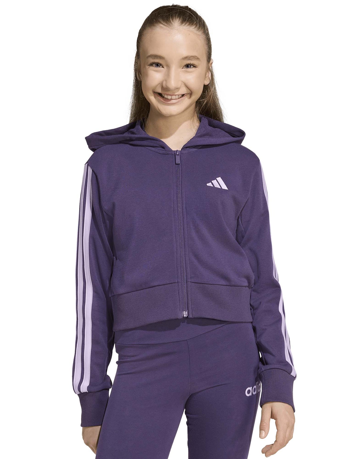 FELPA CON CAPPUCCIO ESSENTIALS ADIDAS DA BAMBINA VIOLA