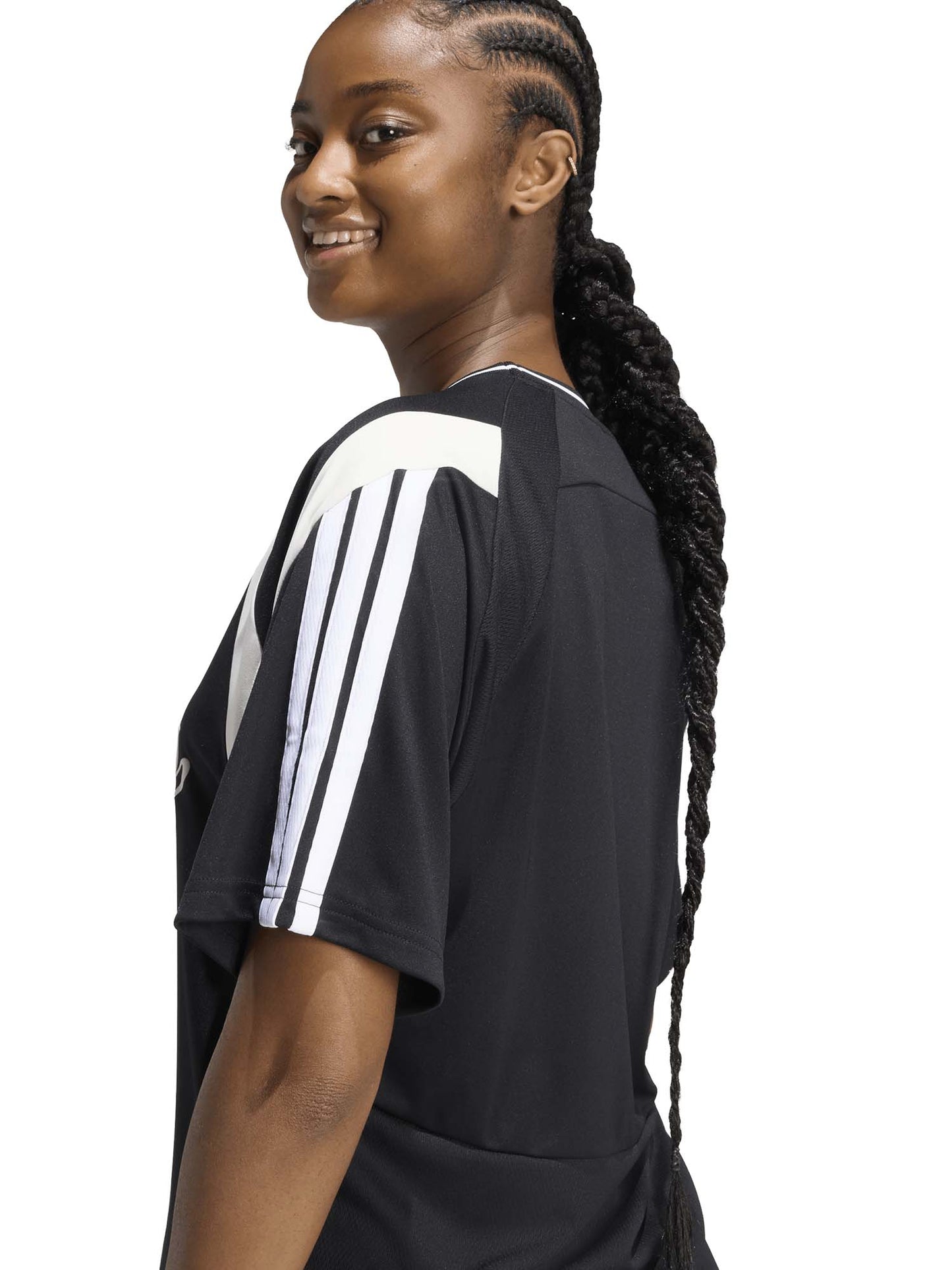 Adidas House of Tiro, t-shirt donna nera in poliestere riciclato