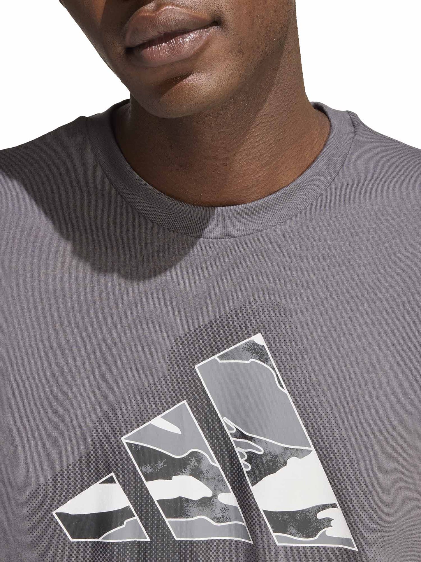 T-shirt Adidas 3-Stripes con stampa grafica da uomo grigia