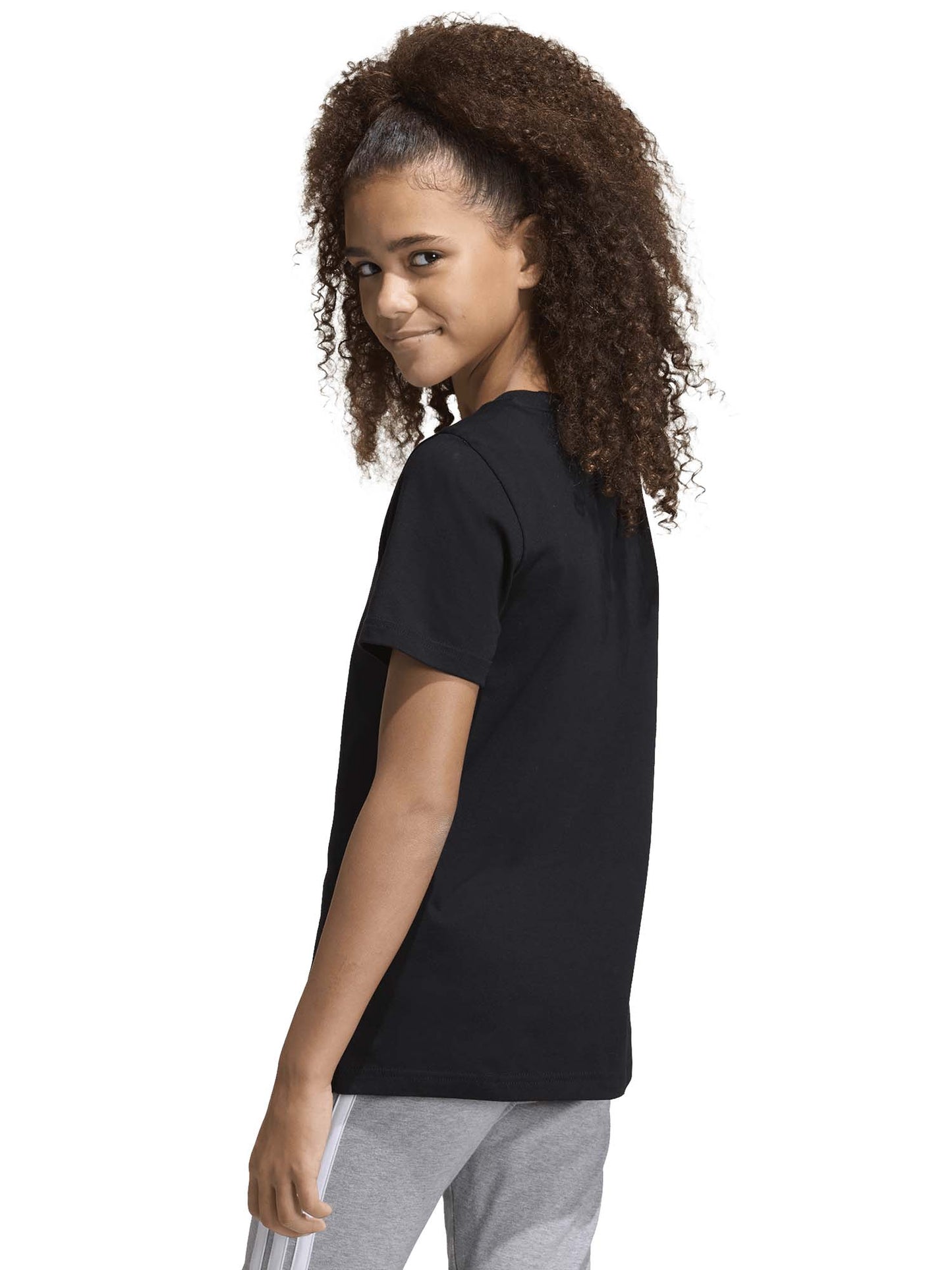 T-shirt nera Adidas con logo animalier per bambina