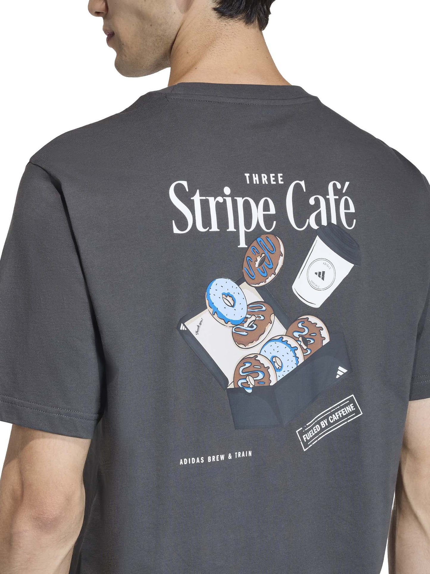 T-shirt uomo Adidas Coffee Cafe Donut Box grigia