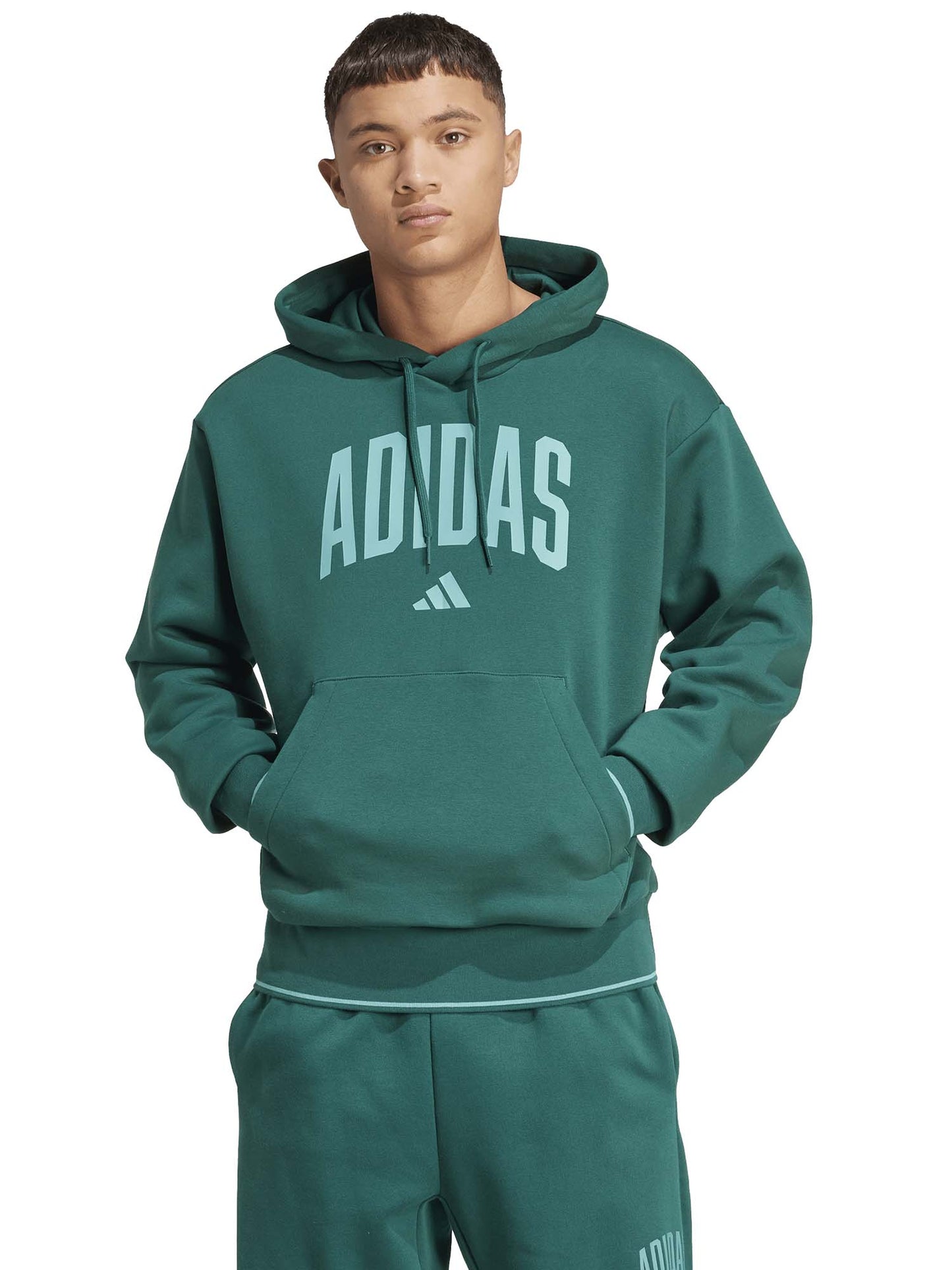 FELPA CON CAPPUCCIO COLLEGIATE ADIDAS UOMO VERDONE