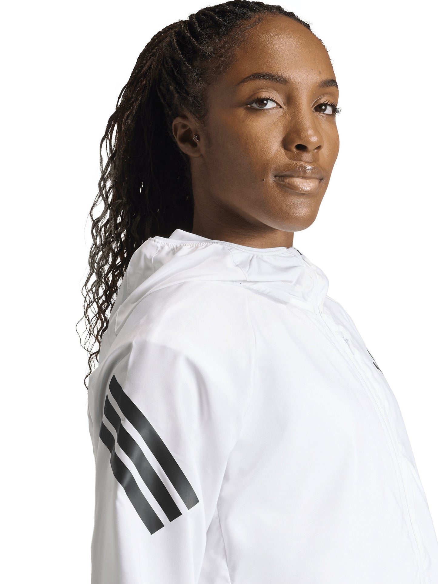 Adidas adi365 Iconic giubbino running da donna bianco con cappuccio