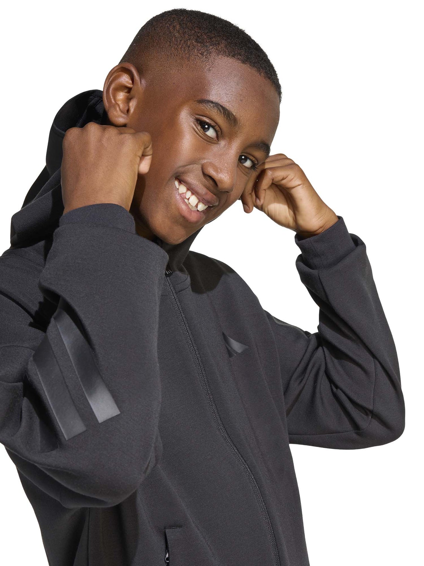 FELPA NERA ADIDAS CON CAPPUCCIO+ZIP DA BAMBINO