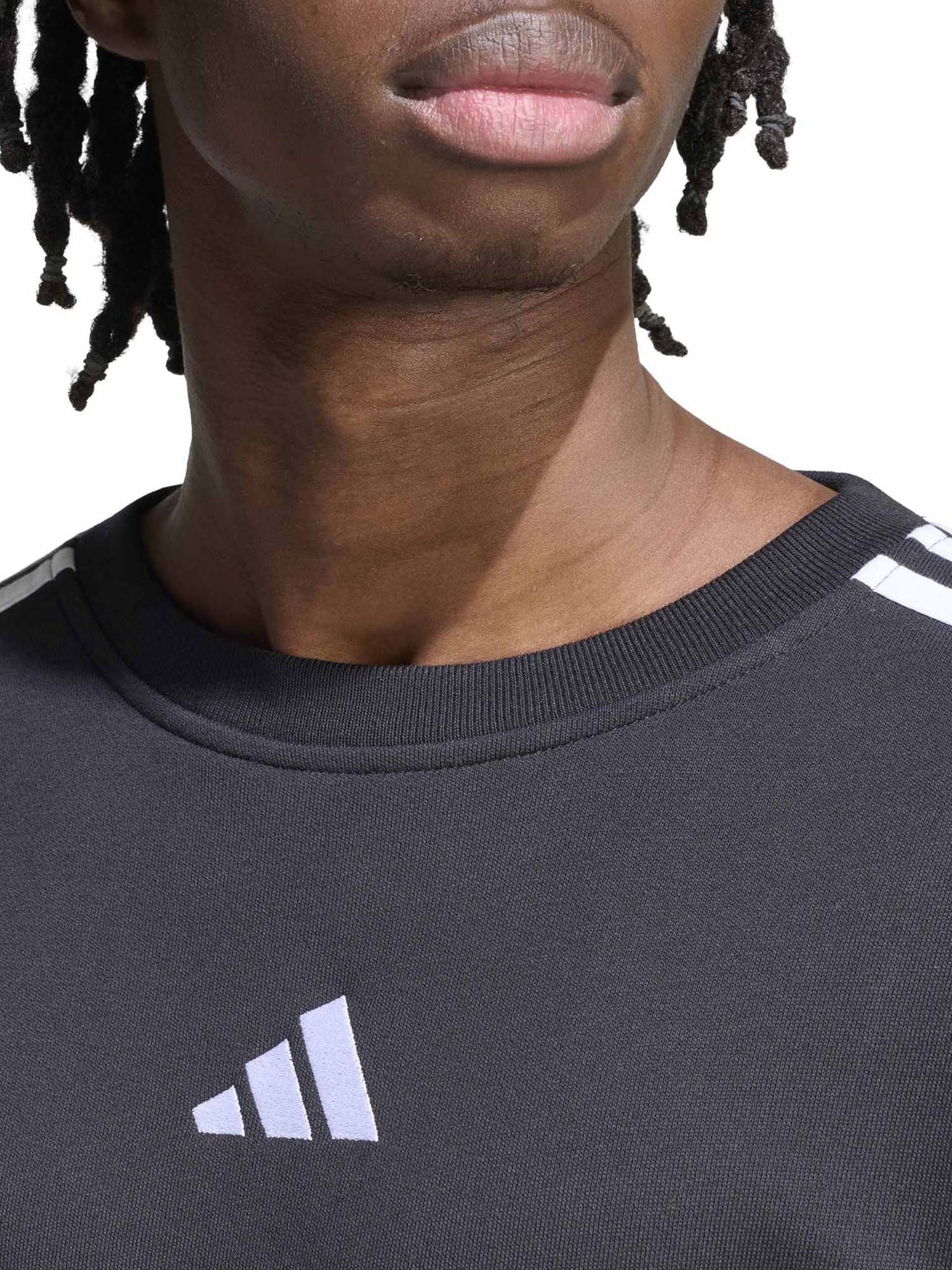 Adidas Essentials 3 Stripes, felpa da uomo nera
