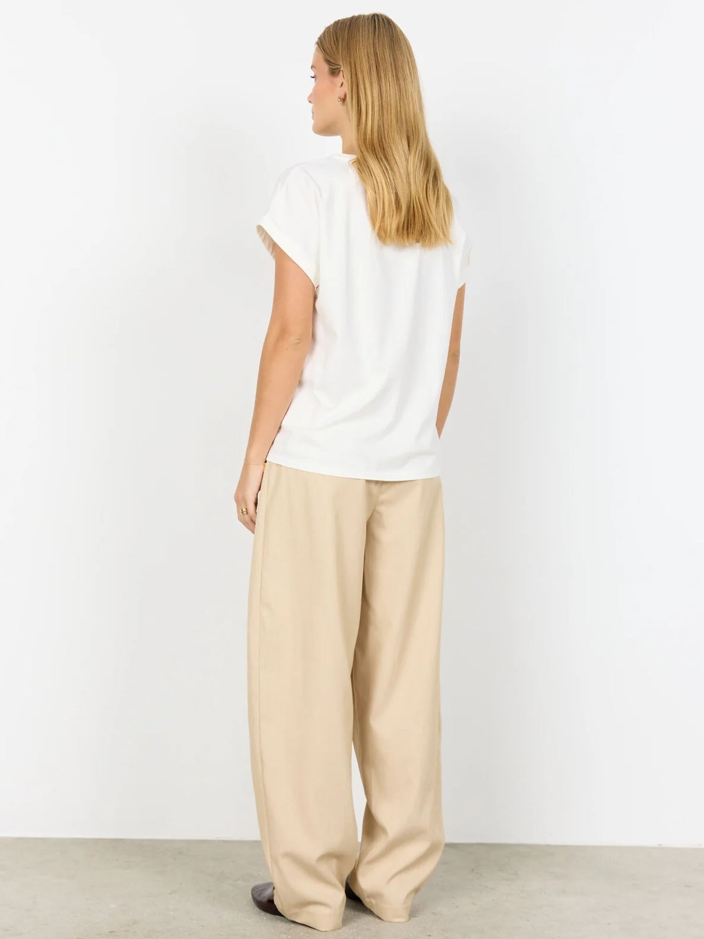 T-shirt donna Soya Concept beige con stampa e scollo rotondo
