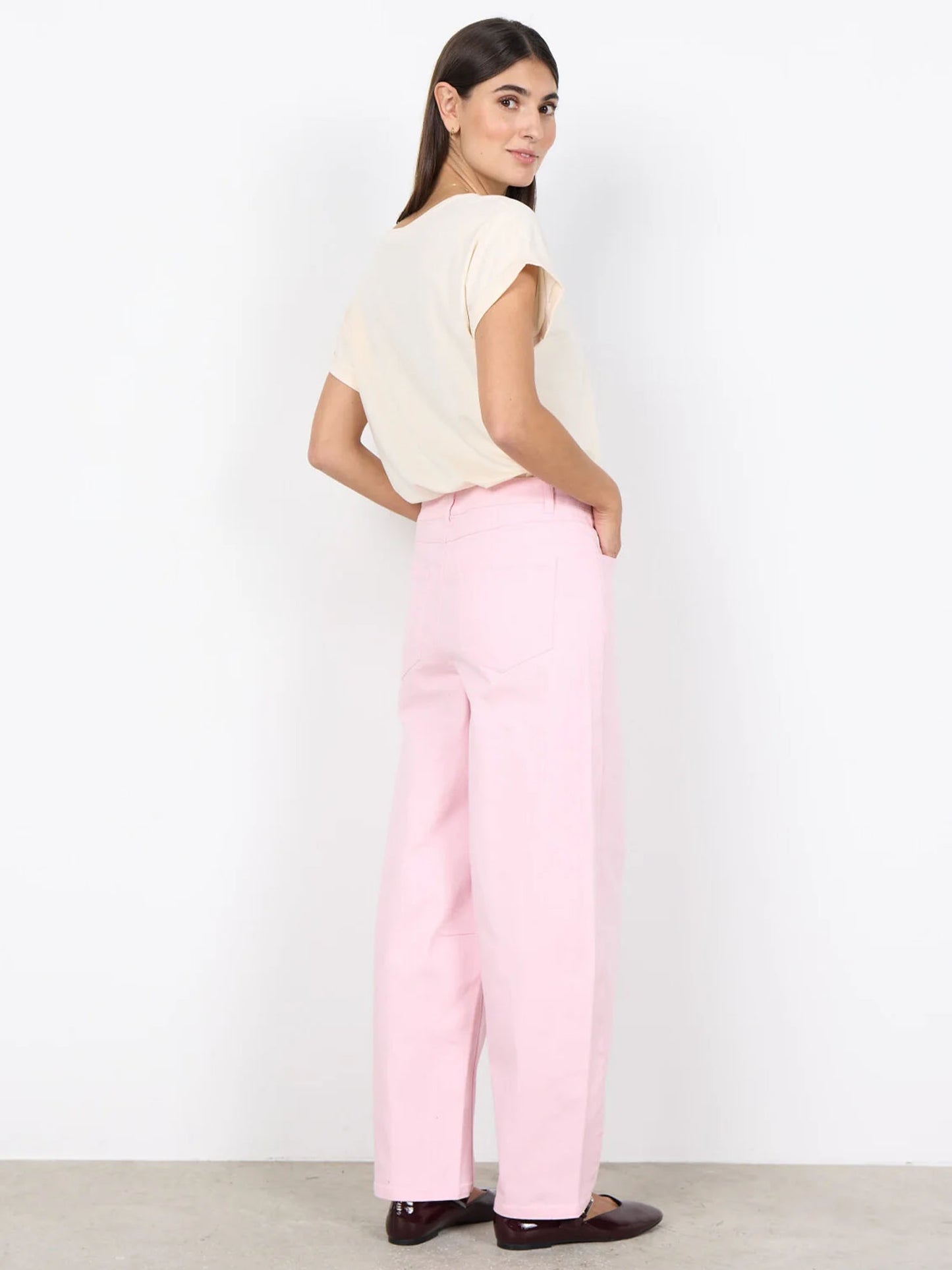 T-shirt rosa da donna Soya Concept con stampa e scollo rotondo