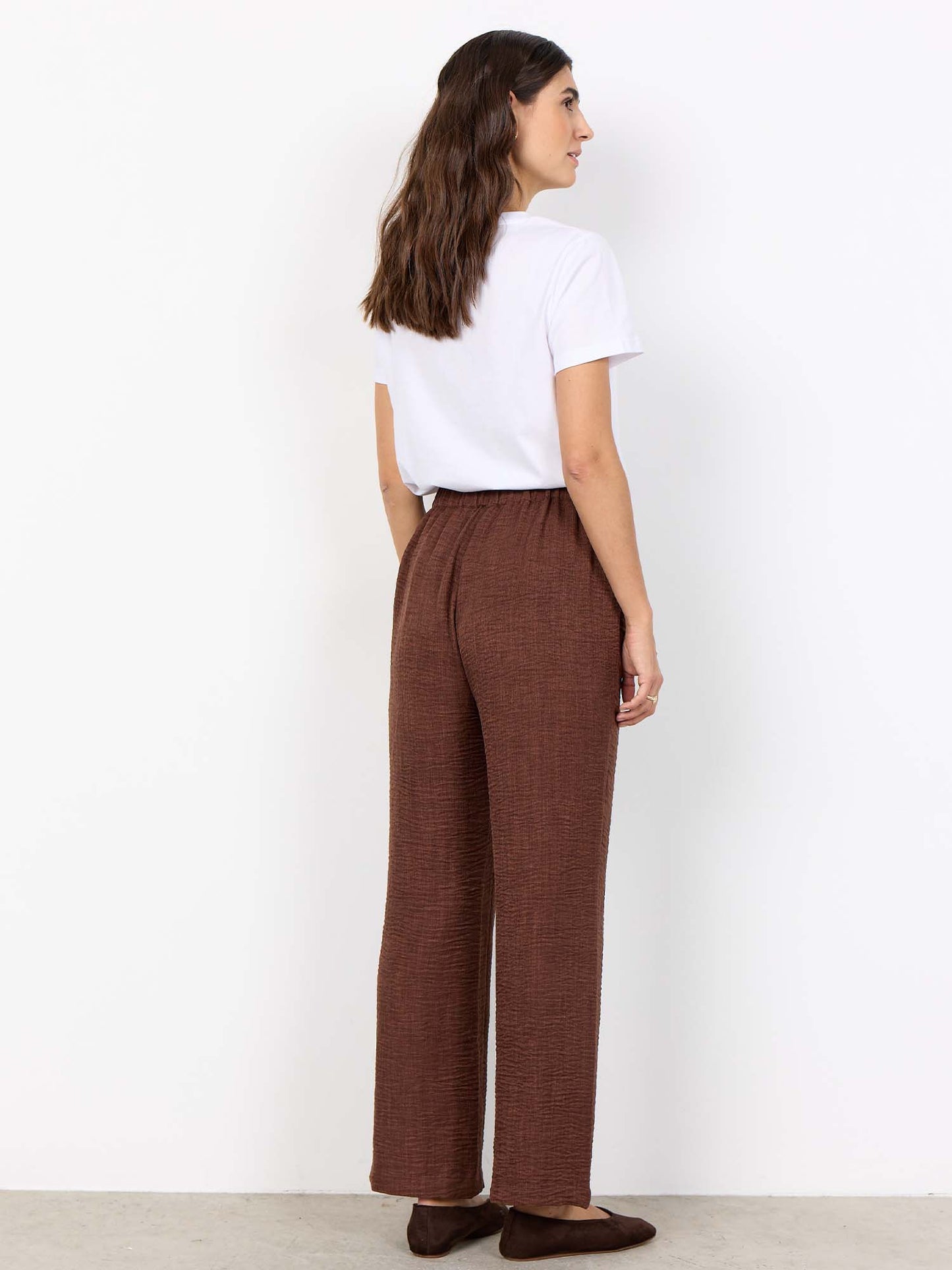 Pantaloni Charissa marroni da donna in poliestere riciclato