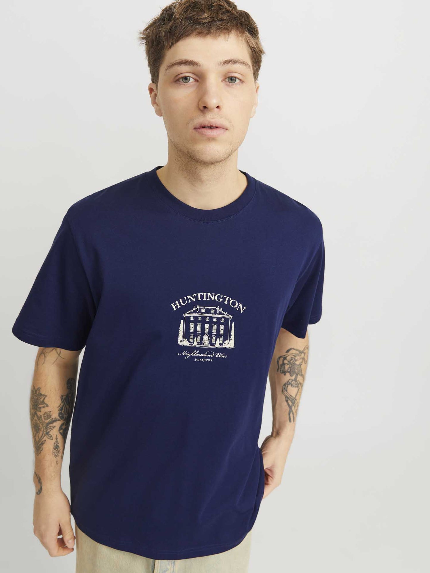 T-SHIRT BOSTON JACK&JONES UOMO BLU
