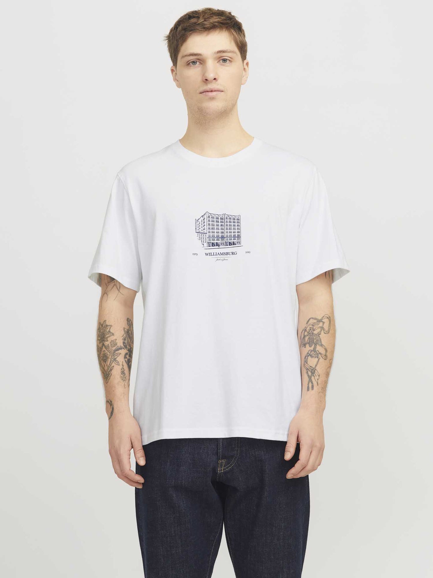 T-SHIRT BOSTON JACK&JONES UOMO BIANCO