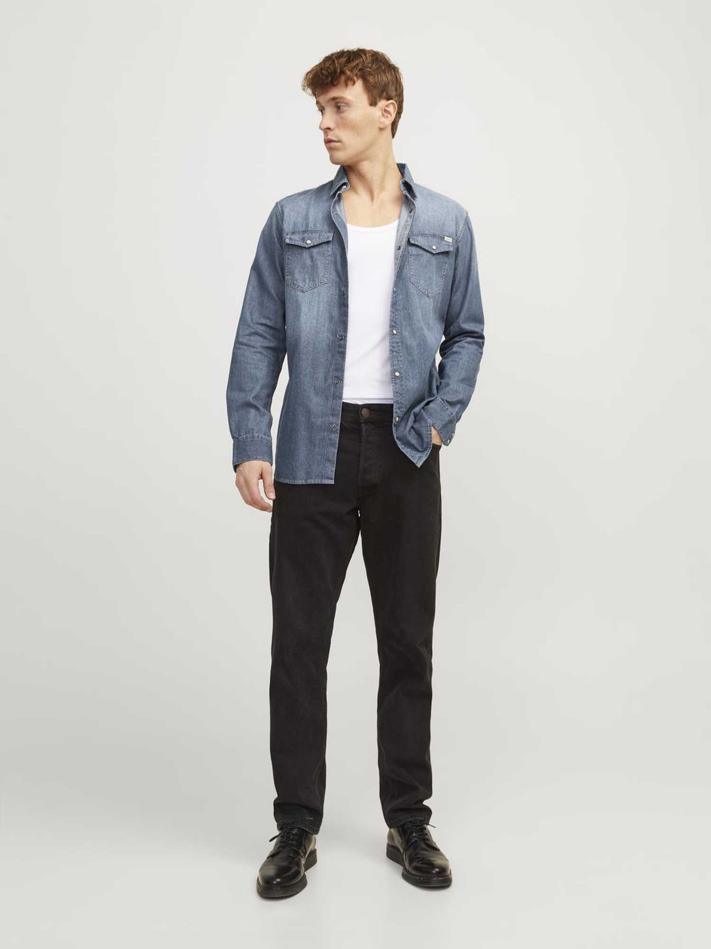 CAMICIA SHERIDAN JACK&JONES DA UOMO JEANS CHIARO