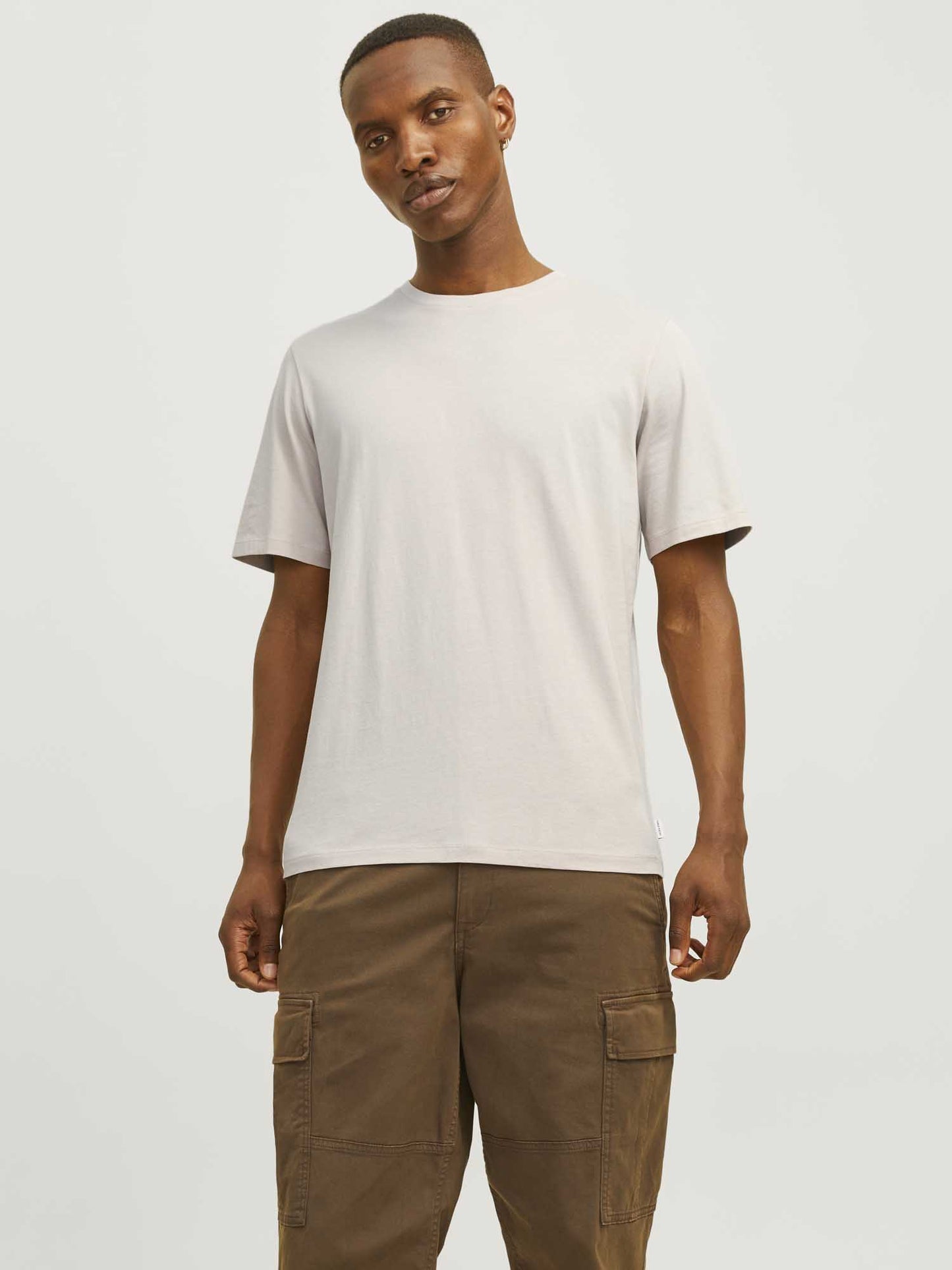 T-SHIRT BASIC GIROCOLLO JACK&JONES DA RAGAZZO PANNA