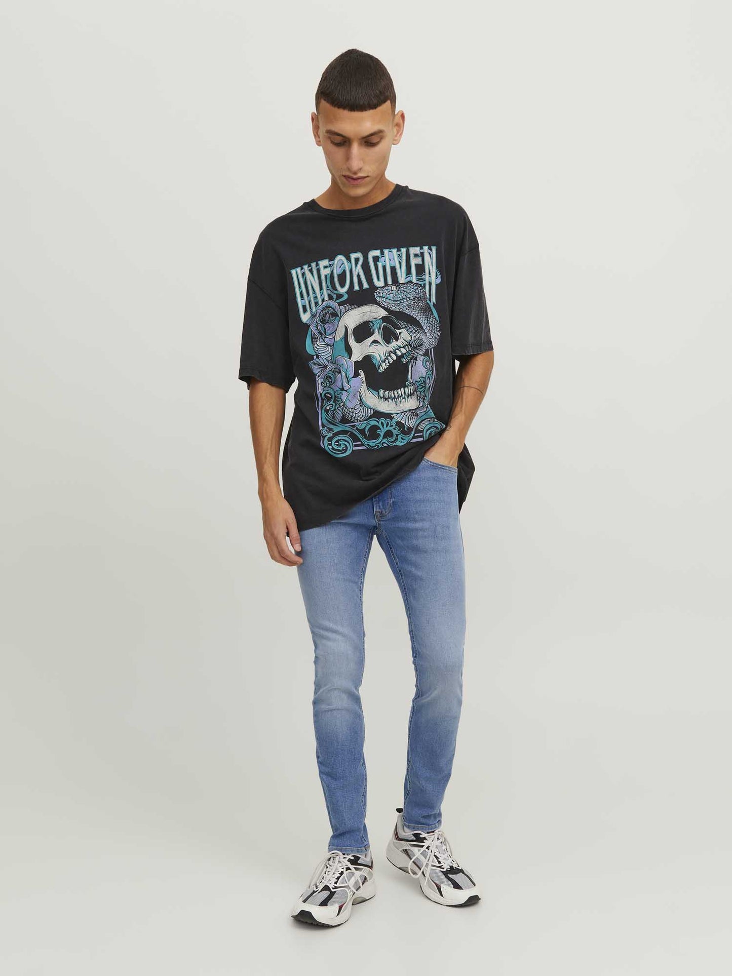 JEANS SKINNY LIAM ORIGINAL JACK & JONES UOMO DENIM CHIARO