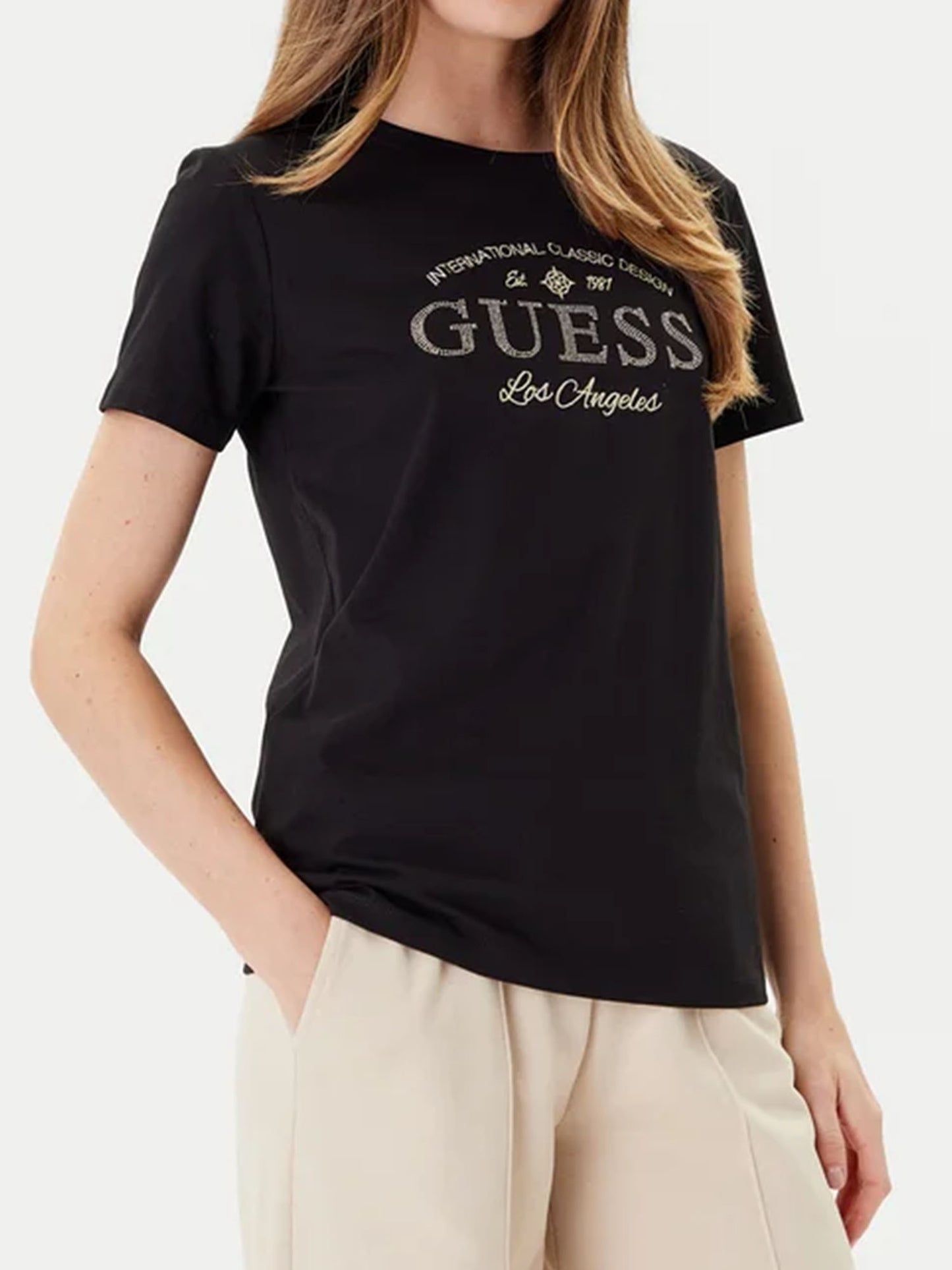 T-SHIRT MARINA GUESS DA DONNA NERO