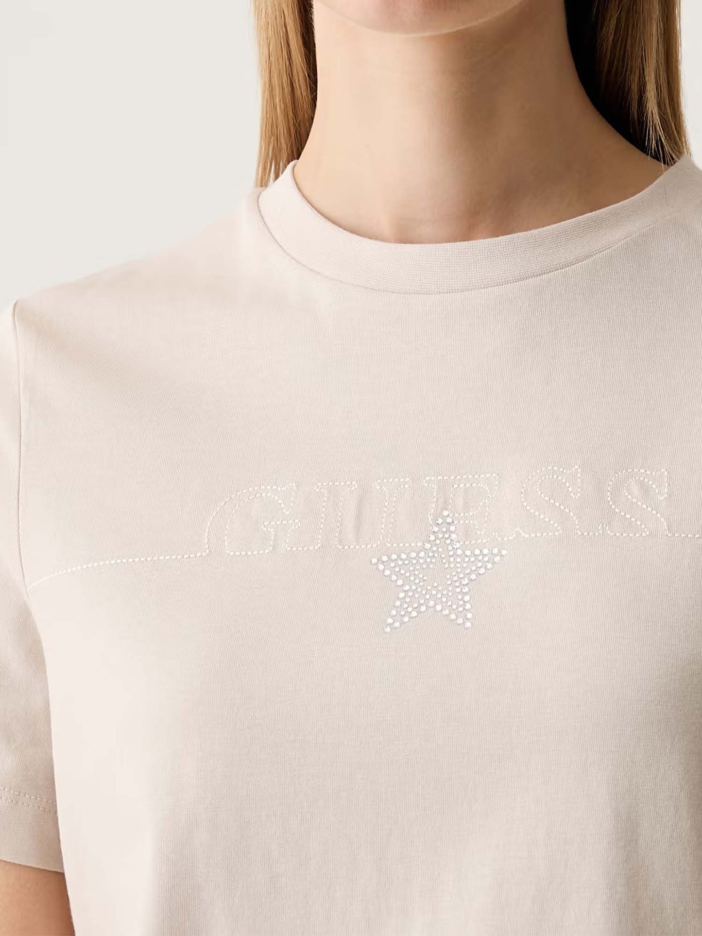 Guess Agena, t-shirt maniche corte da donna beige