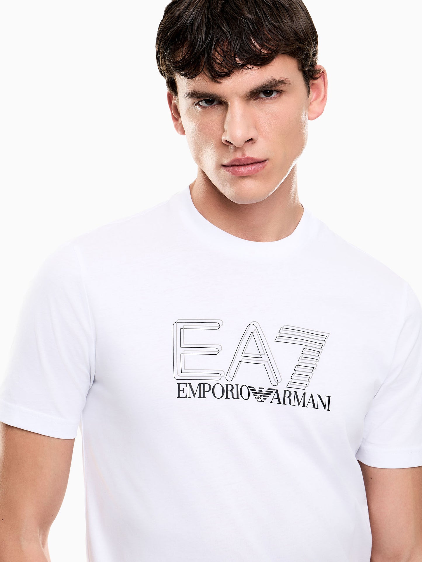 T-shirt bianca in cotone da uomo EA7 Emporio Armani