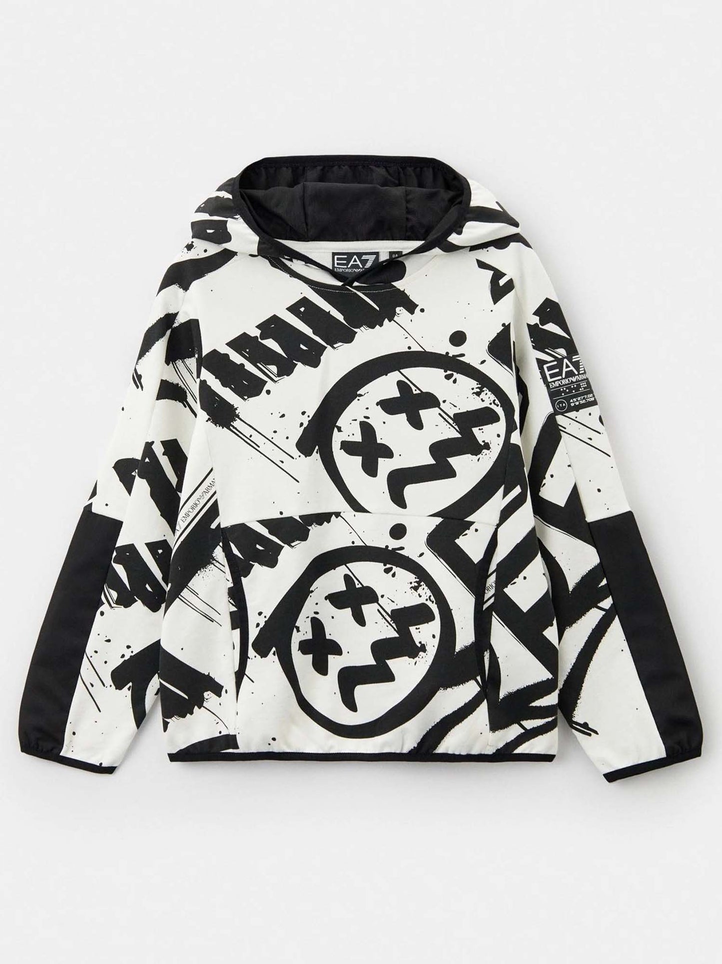 FELPA CON CAPPUCCIO EA7 EMPORIO ARMANI BAMBINO BIANCO-NERO