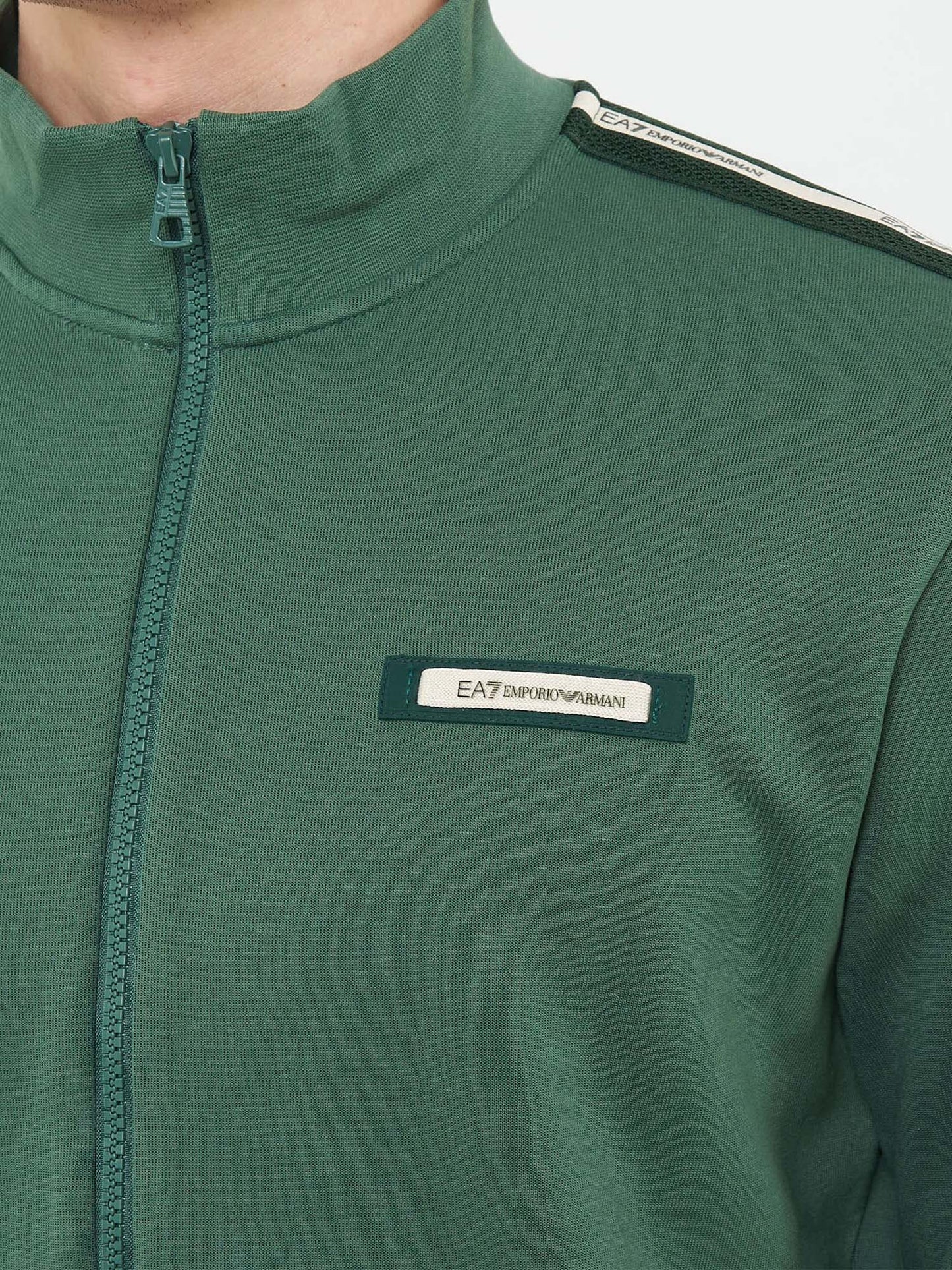 Felpa con zip verde da uomo EA7 Emporio Armani
