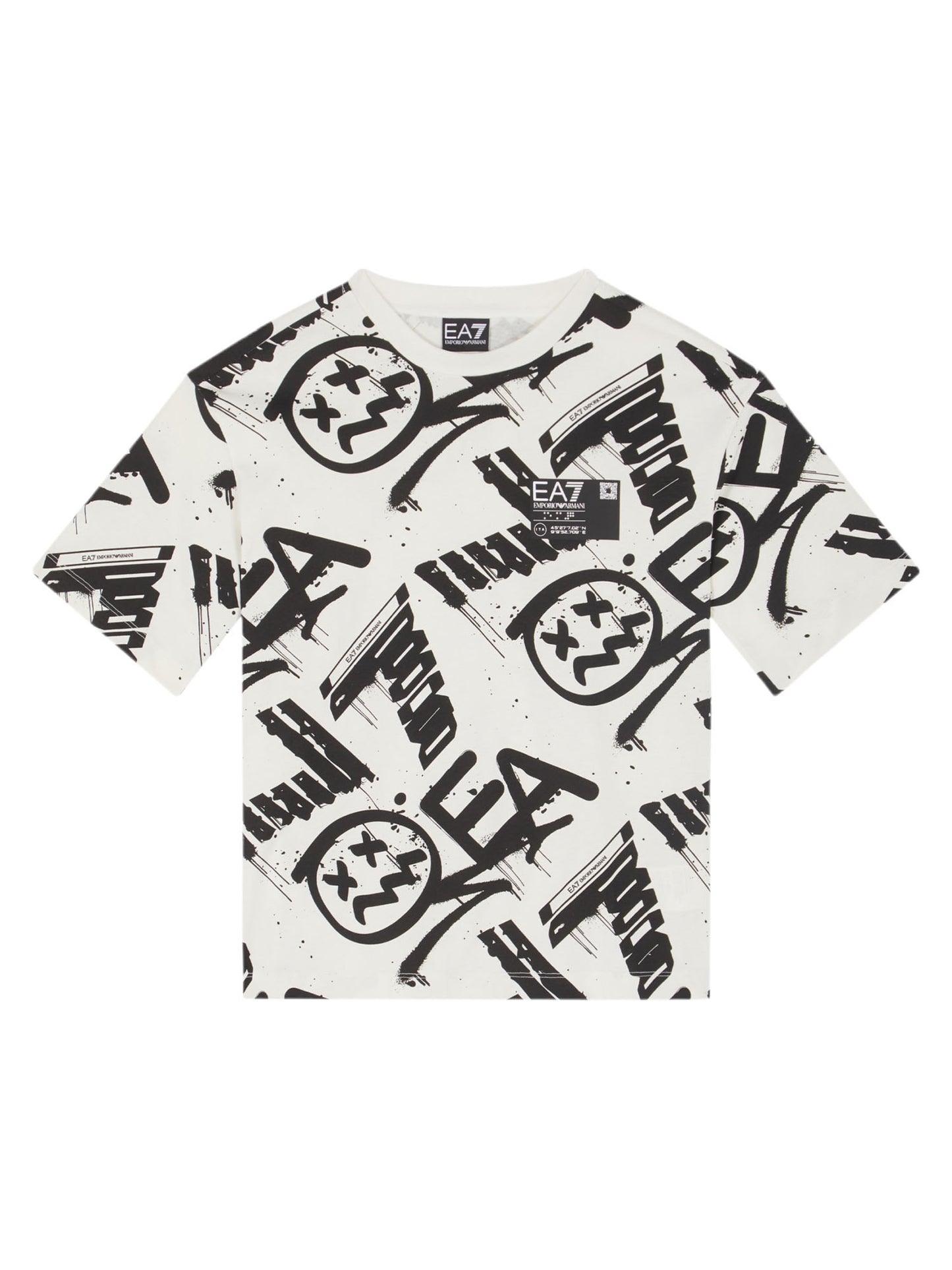 T-SHIRT OVER EA7 EMPORIO ARMANI BAMBINO BIANCO-NERO
