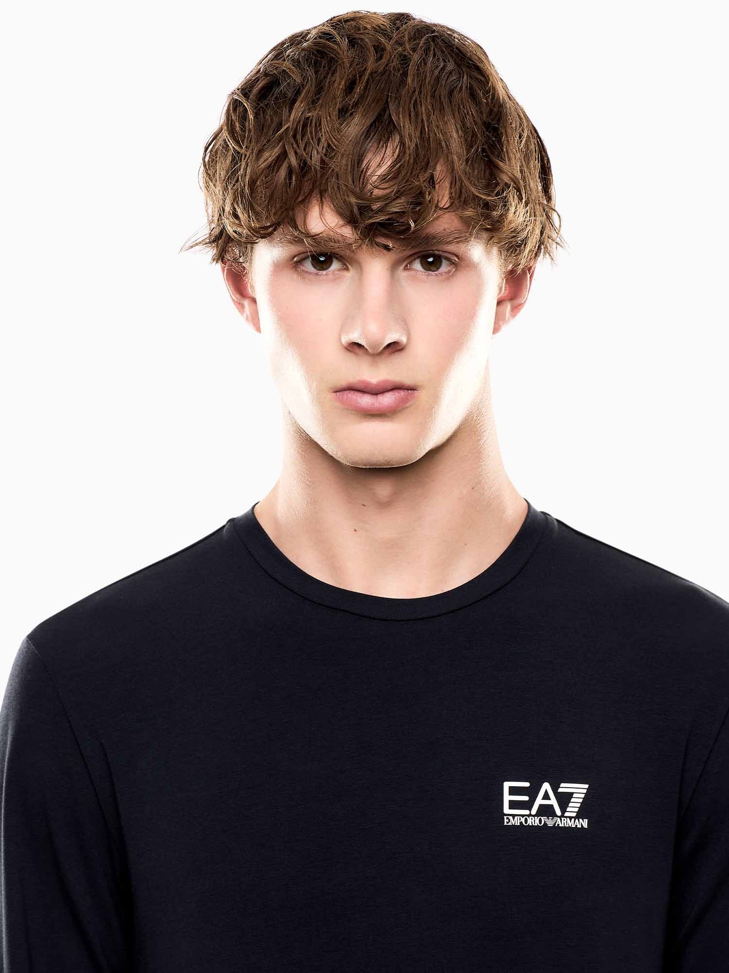 T-shirt EA7 Emporio Armani da uomo blu in cotone a maniche corte