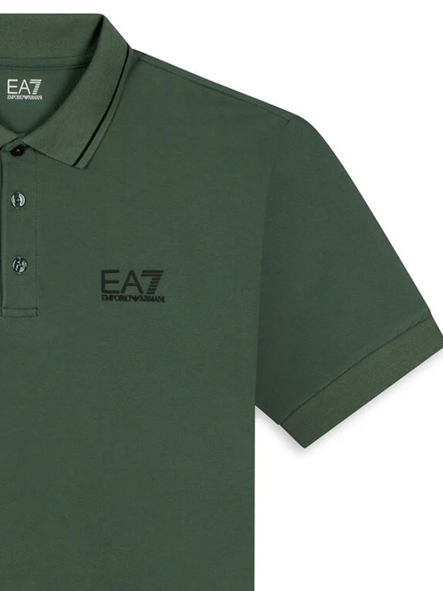 Polo verde da uomo Ea7 Emporio Armani in piqué di cotone stretch