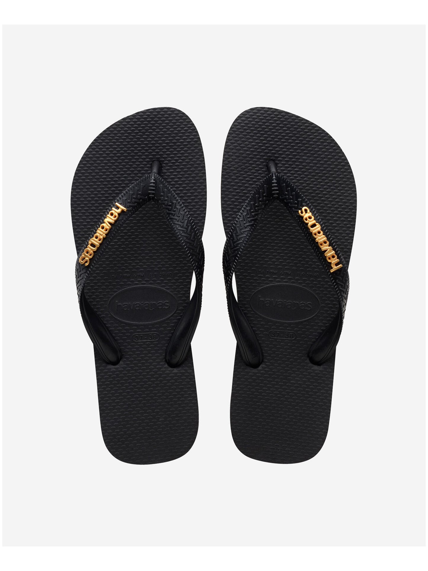 Ciabatte donna Havaianas Top Logo nere con dettagli metallici