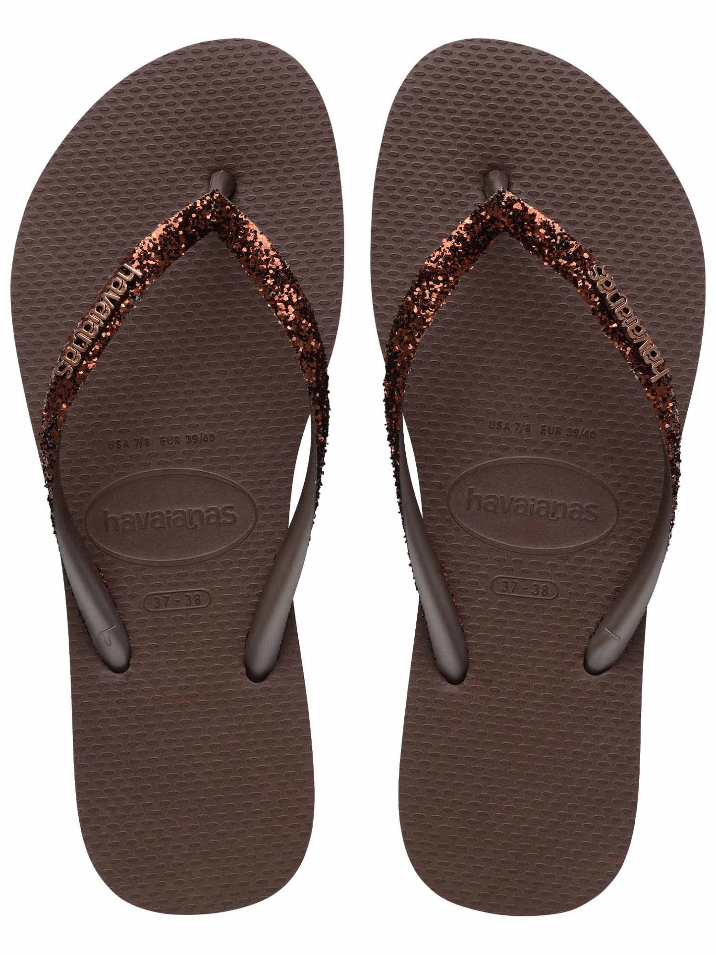 Havaianas Slim Glitter, ciabatte donna marroni con glitter