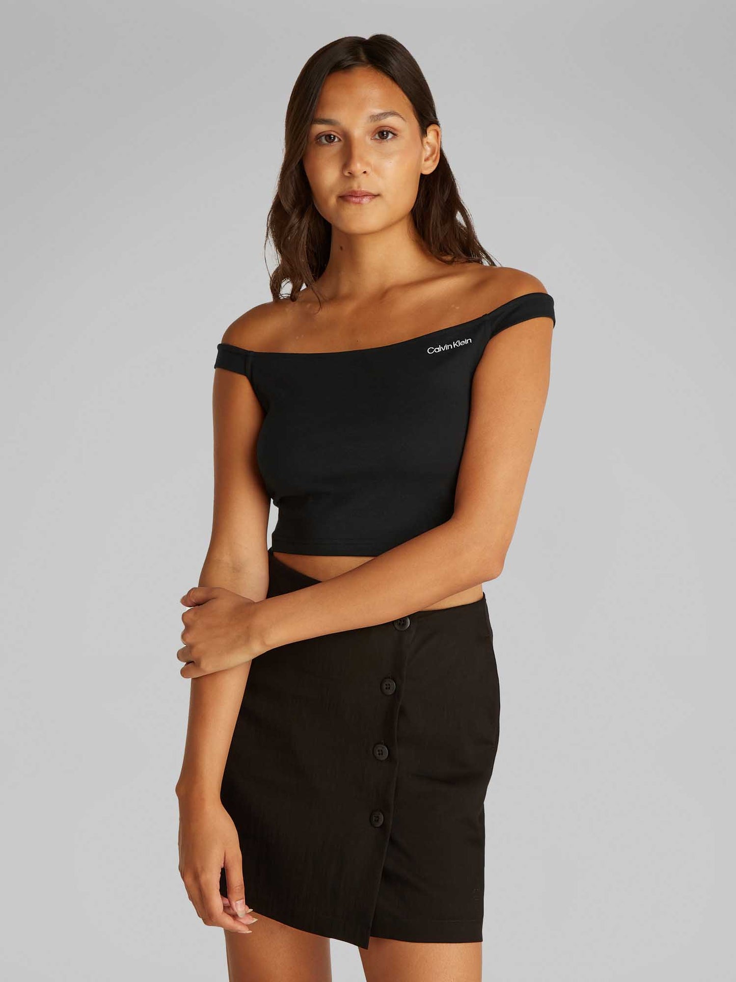 TOP LOGO BARDOT MILAN CALVIN KLEIN JEANS DONNA NERO