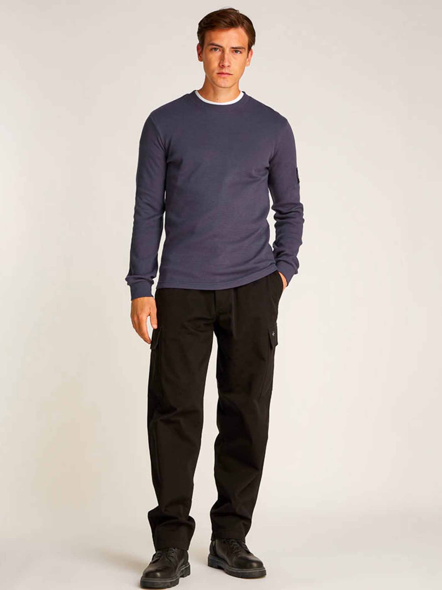 MAGLIA WAFFLE CALVIN KLEIN JEANS UOMO BLU