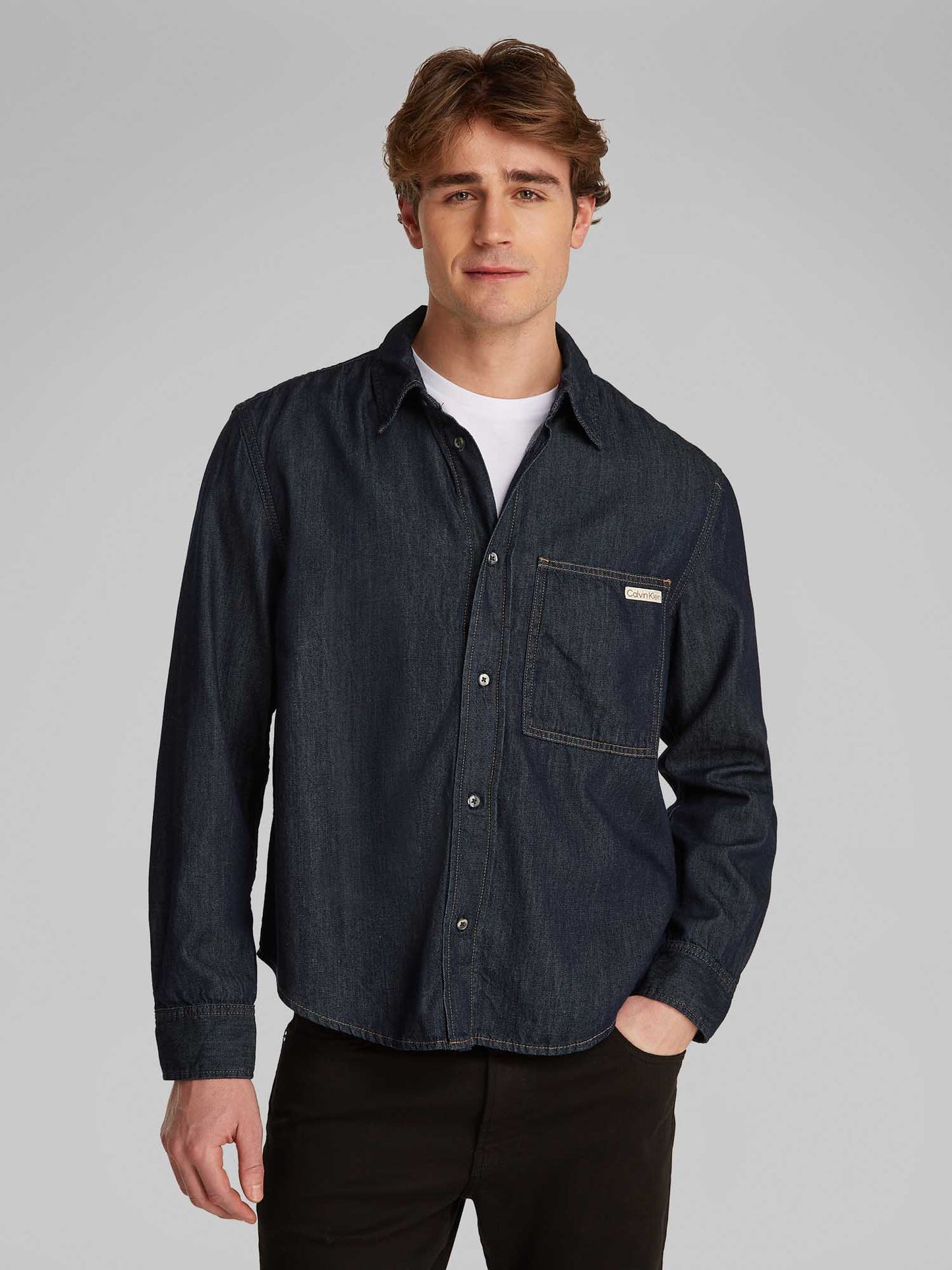 CAMICIA IN DENIM CALVIN KLEIN JEANS UOMO JEANS SCURO