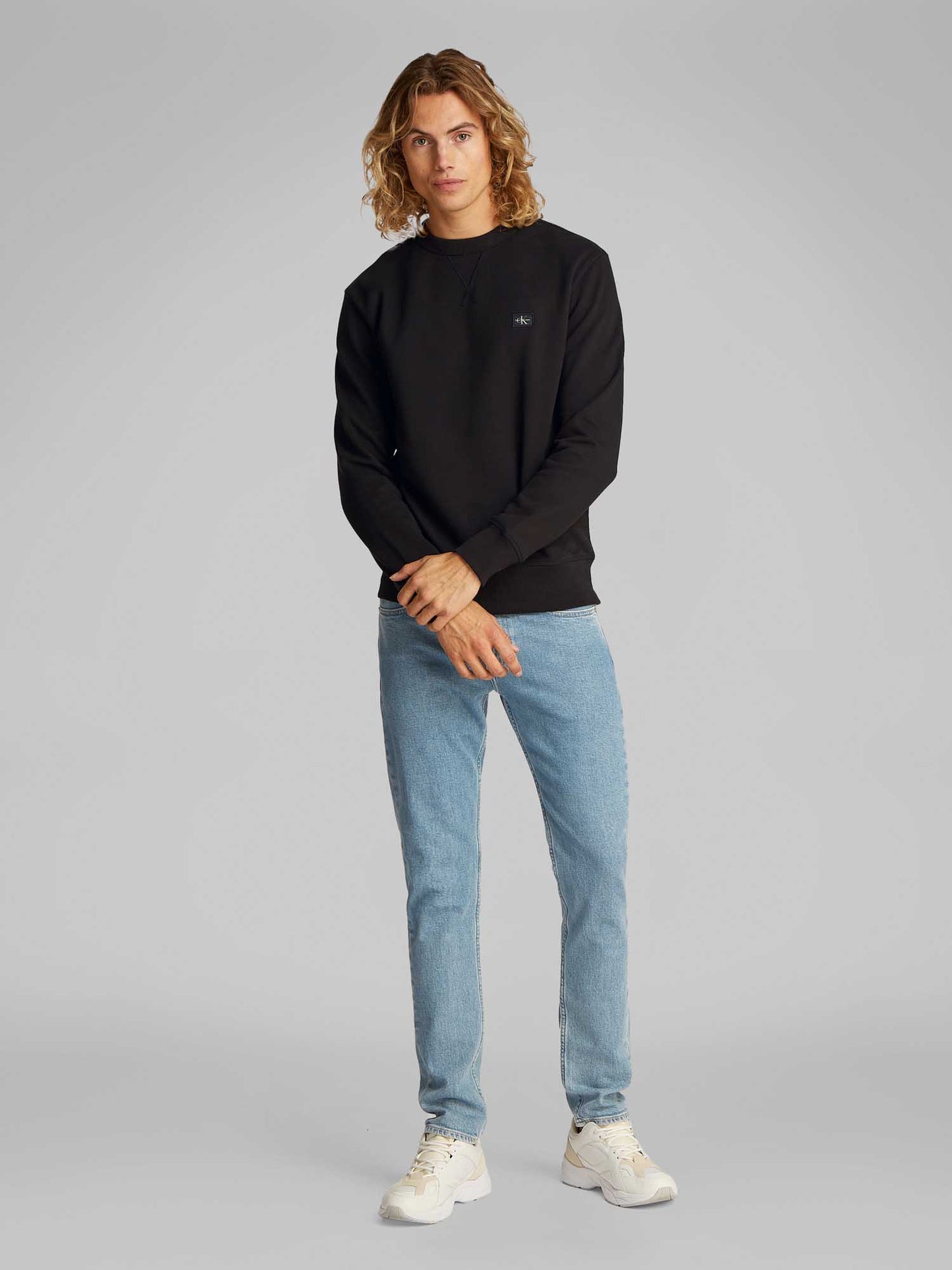 FELPA LABEL CREW CALVIN KLEIN JEANS UOMO NERO