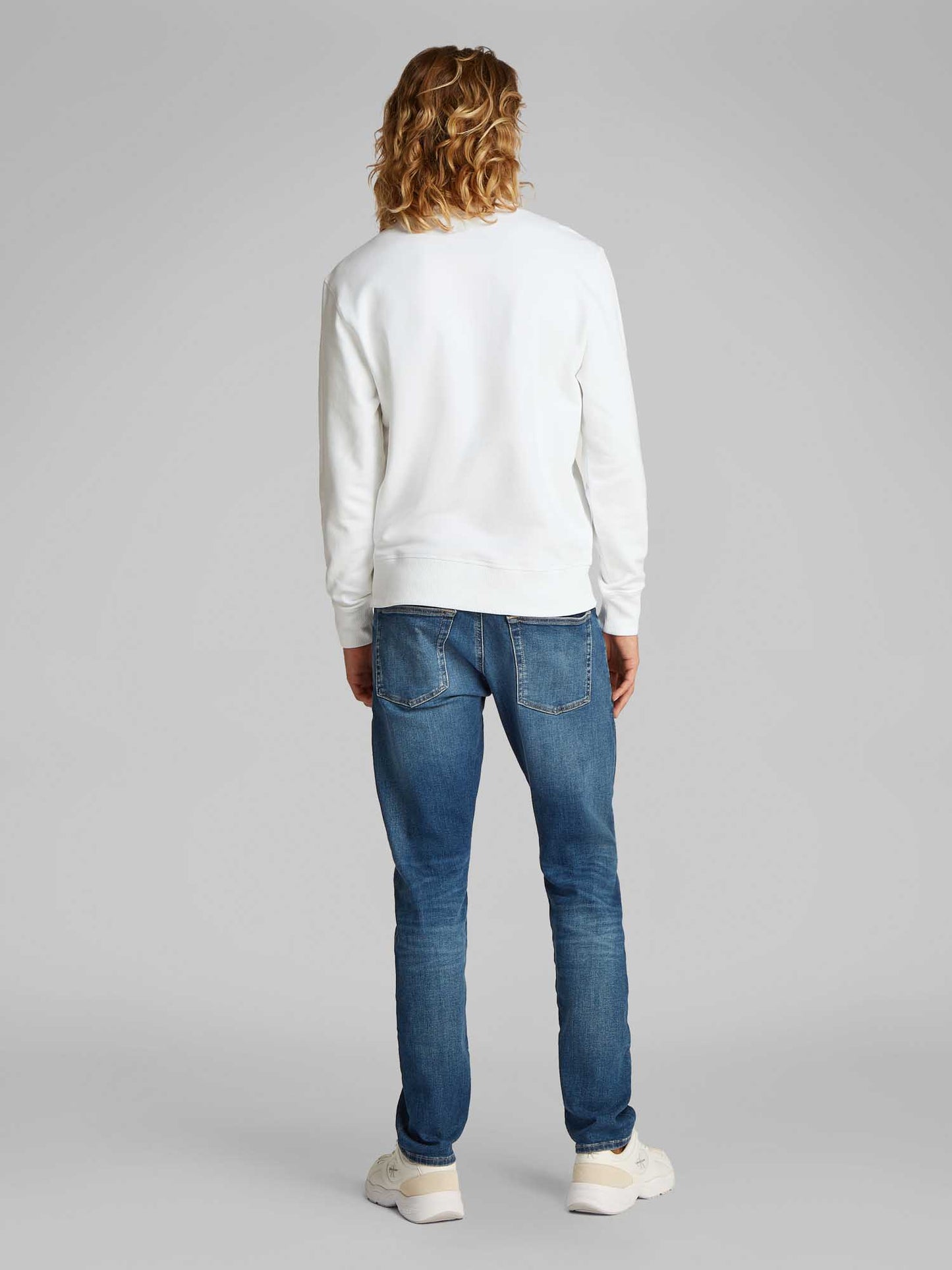 FELPA LABEL CREW CALVIN KLEIN JEANS UOMO BIANCO