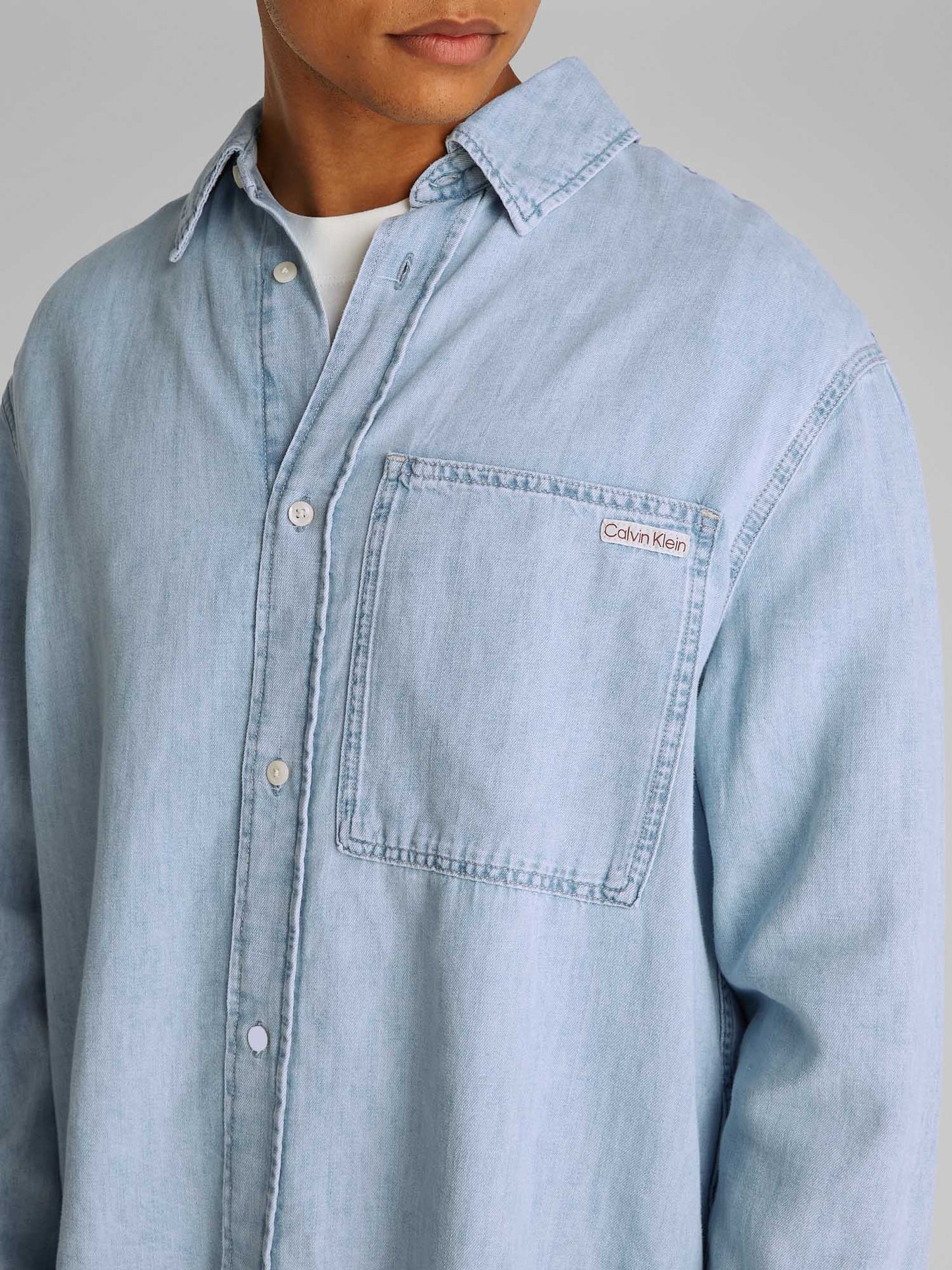 CAMICIA REGULAR LINEAR CALVIN KLEIN JEAND UOMO JEANS CHIARO