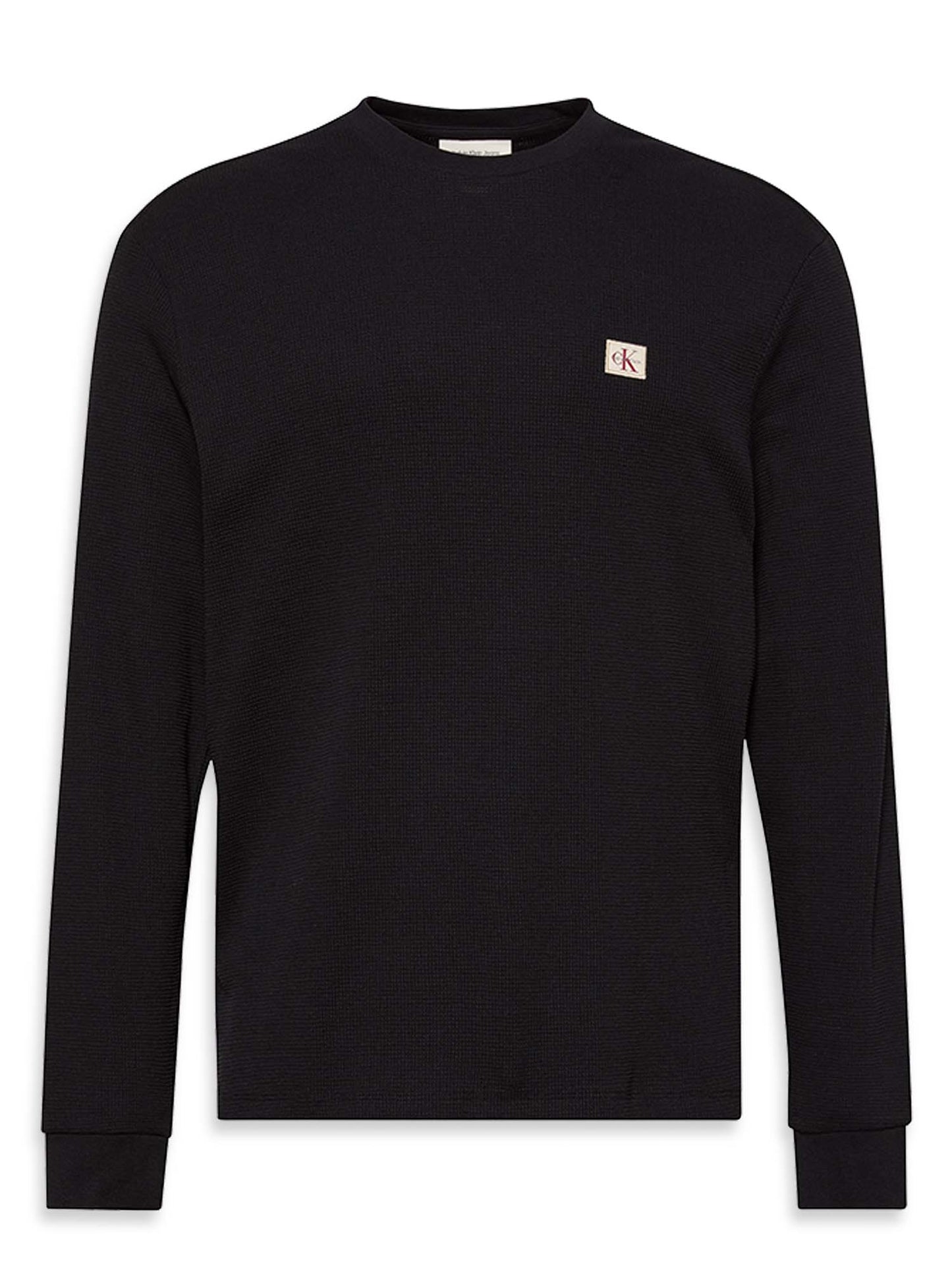 MAGLIA WAFFLE BADGE CALVIN KLEIN JEANS UOMO NERO