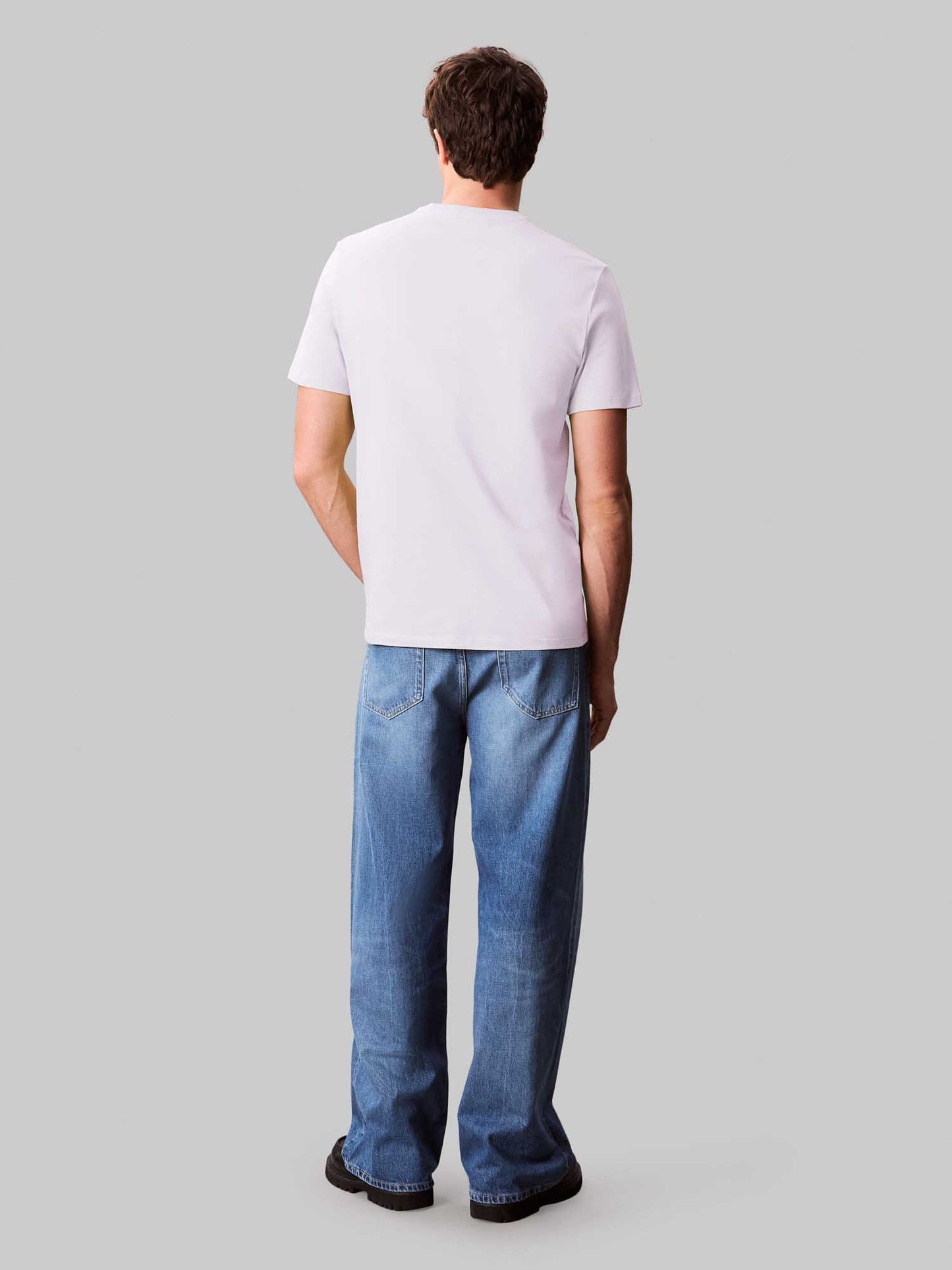 T-SHIRT CON LOGO RICAMATO CALVIN KLEIN JEANS UOMO BIANCO