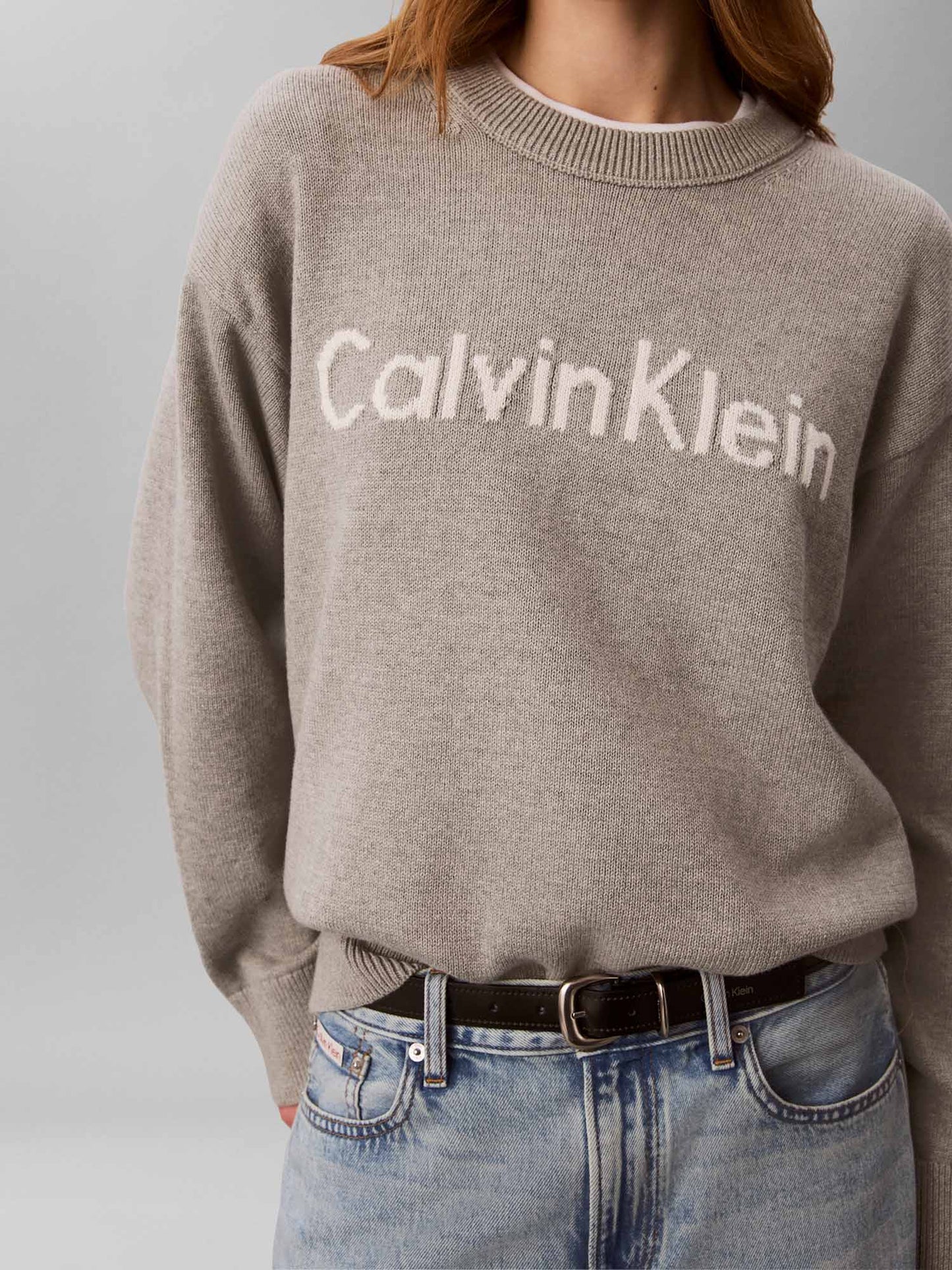 Calvin Klein Contrast Logo, maglia da donna grigia