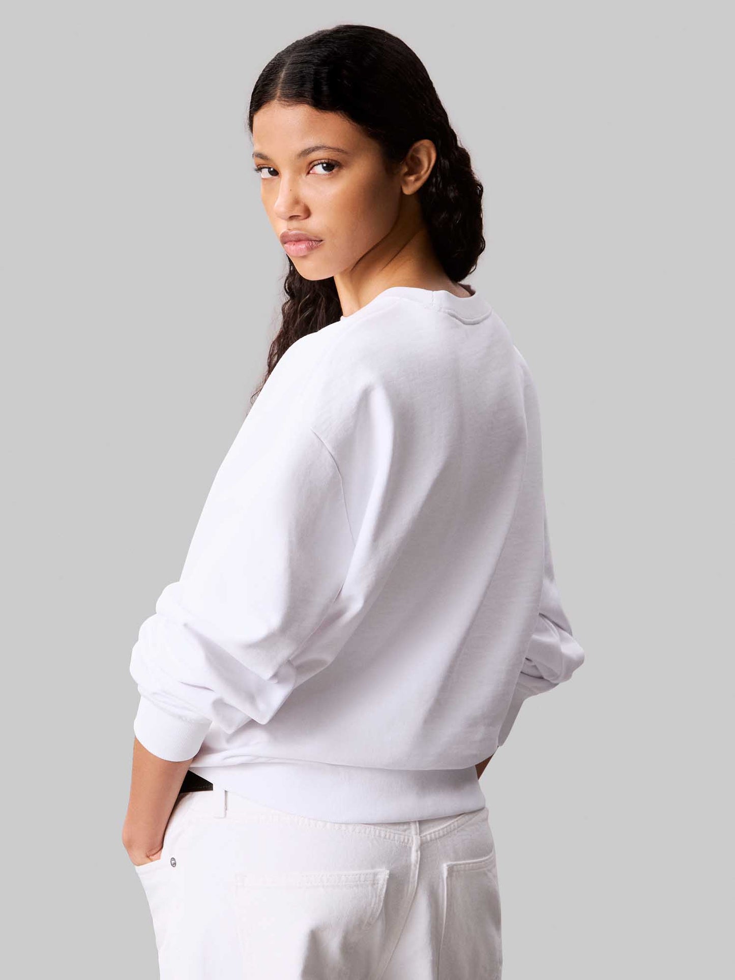 FELPA GIROCOLLO CALVIN KLEIN JEANS DA DONNA BIANCO