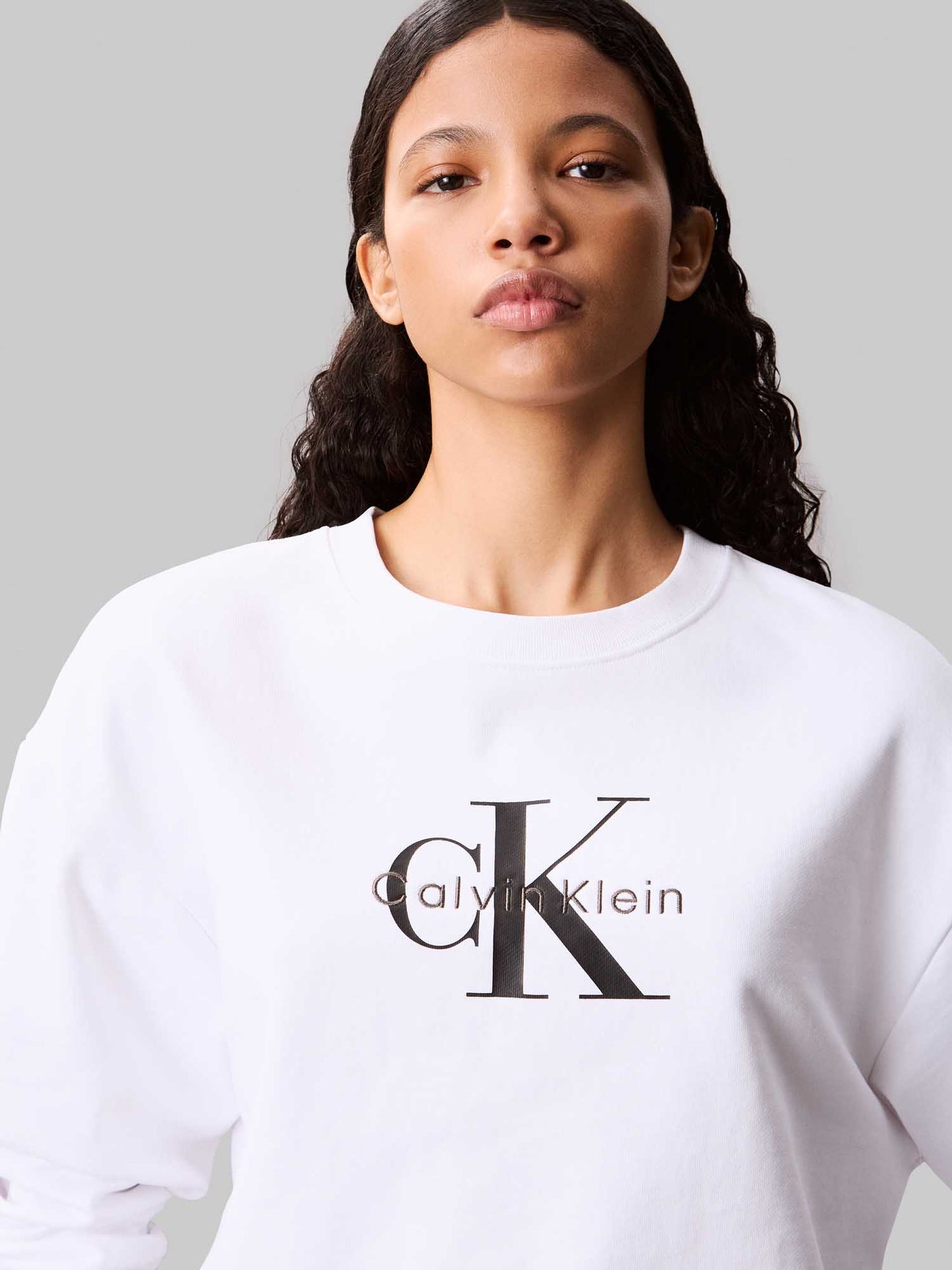 FELPA GIROCOLLO CALVIN KLEIN JEANS DA DONNA BIANCO