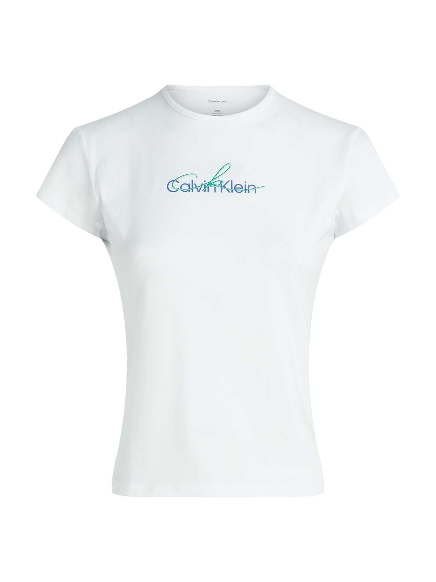 T-SHIRT SLIM SCRIPT CALVIN KLEIN JEANS DONNA BIANCO
