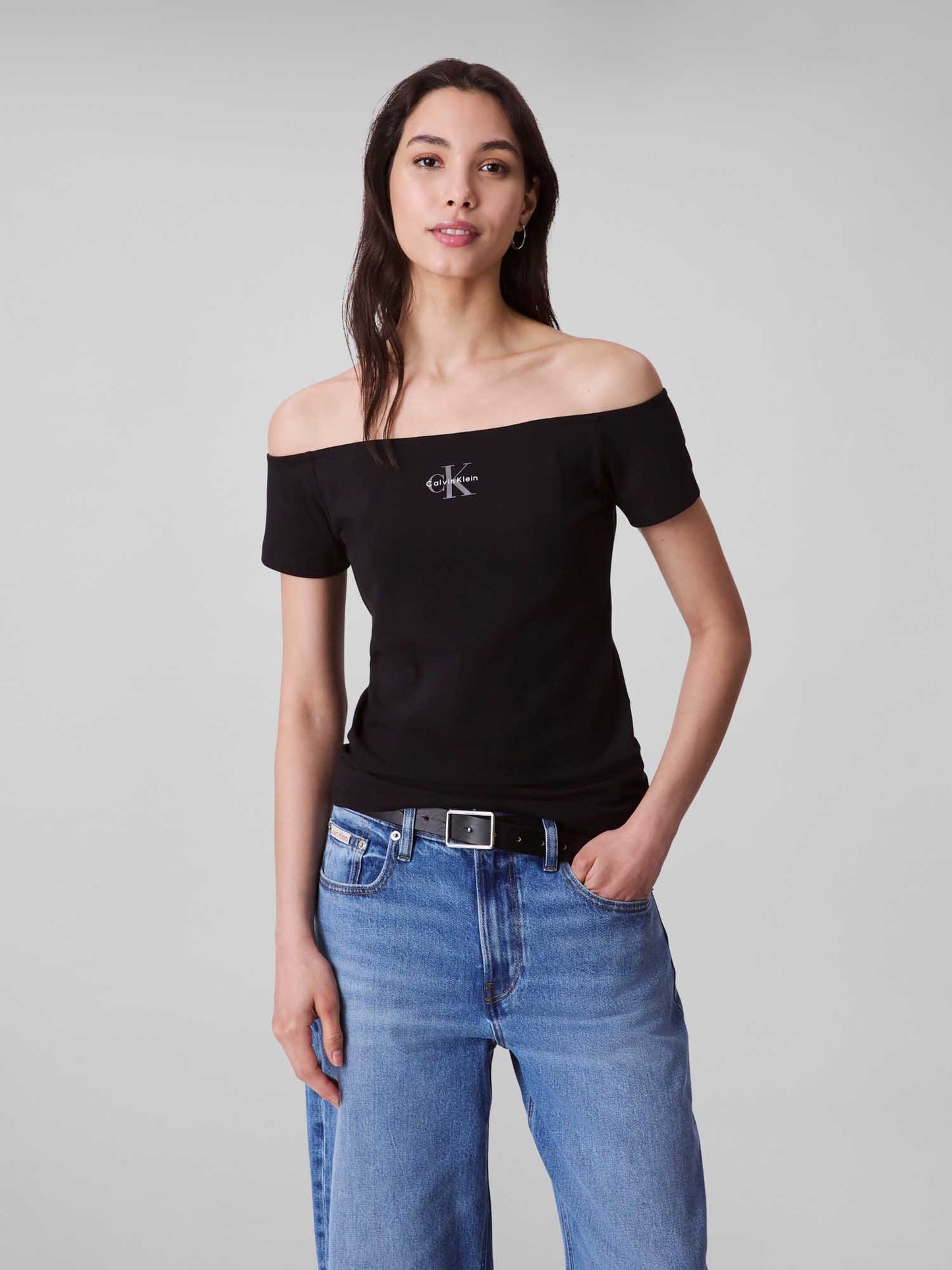 T-SHIRT COLLO A BARCA CALVIN KLEIN JEANS DA DONNA NERO