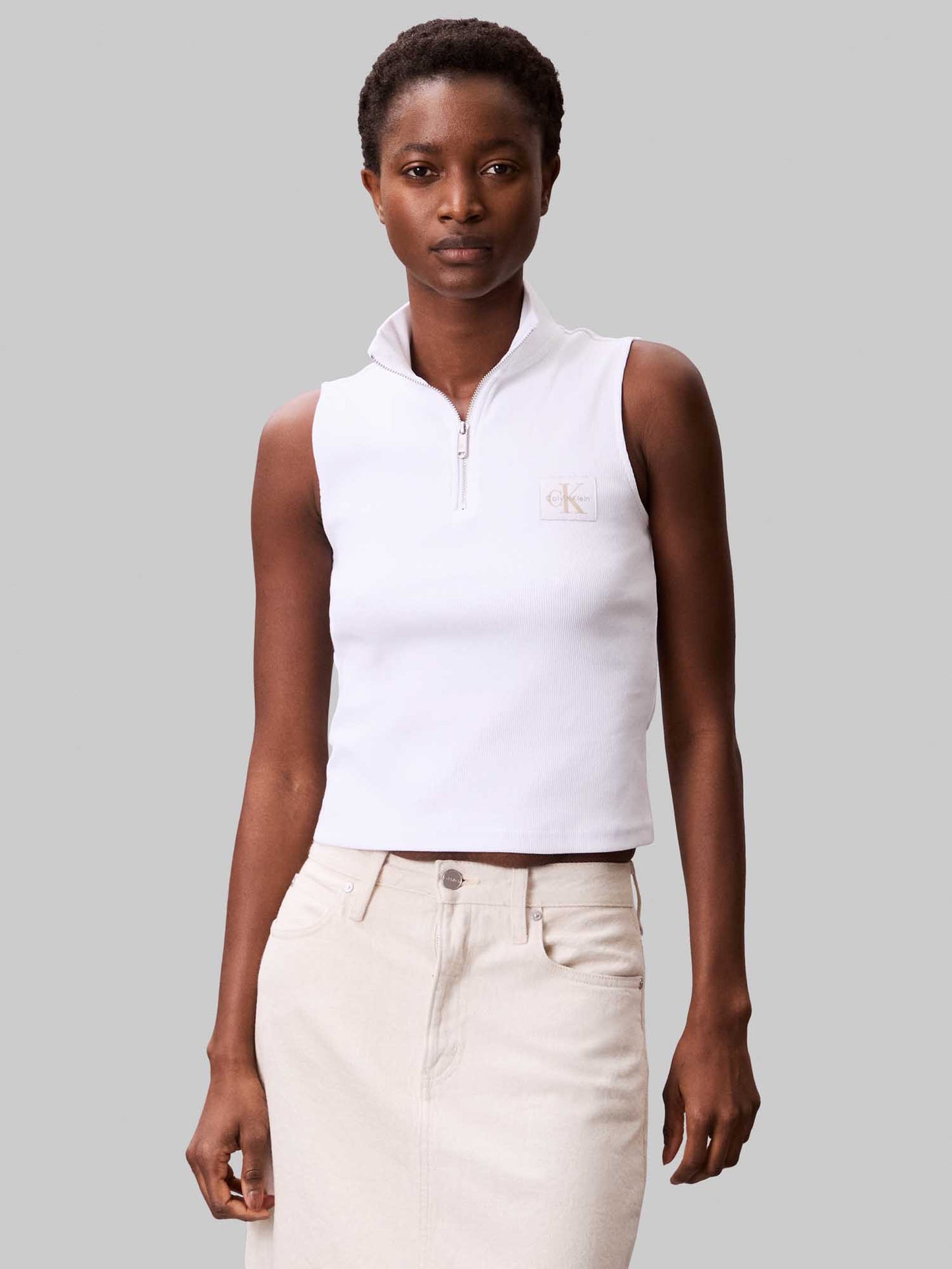 TOP CON MEZZA ZIP CALVIN KLEIN JEANS DA DONNA BIANCO